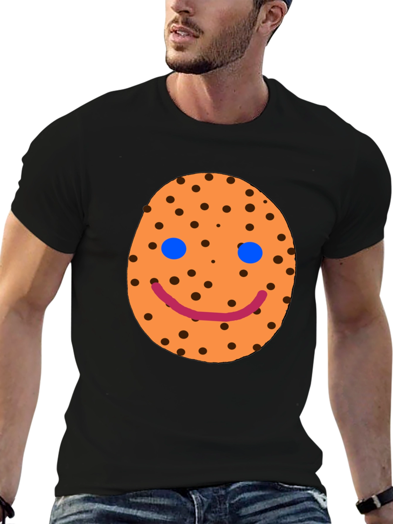 Smiley Cookie Graphic Black T-Shirt