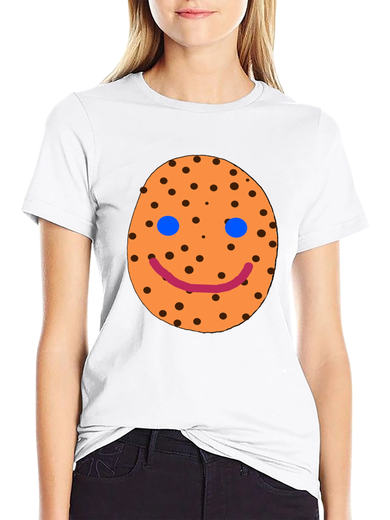 Smiley Cookie Graphic Black T-Shirt