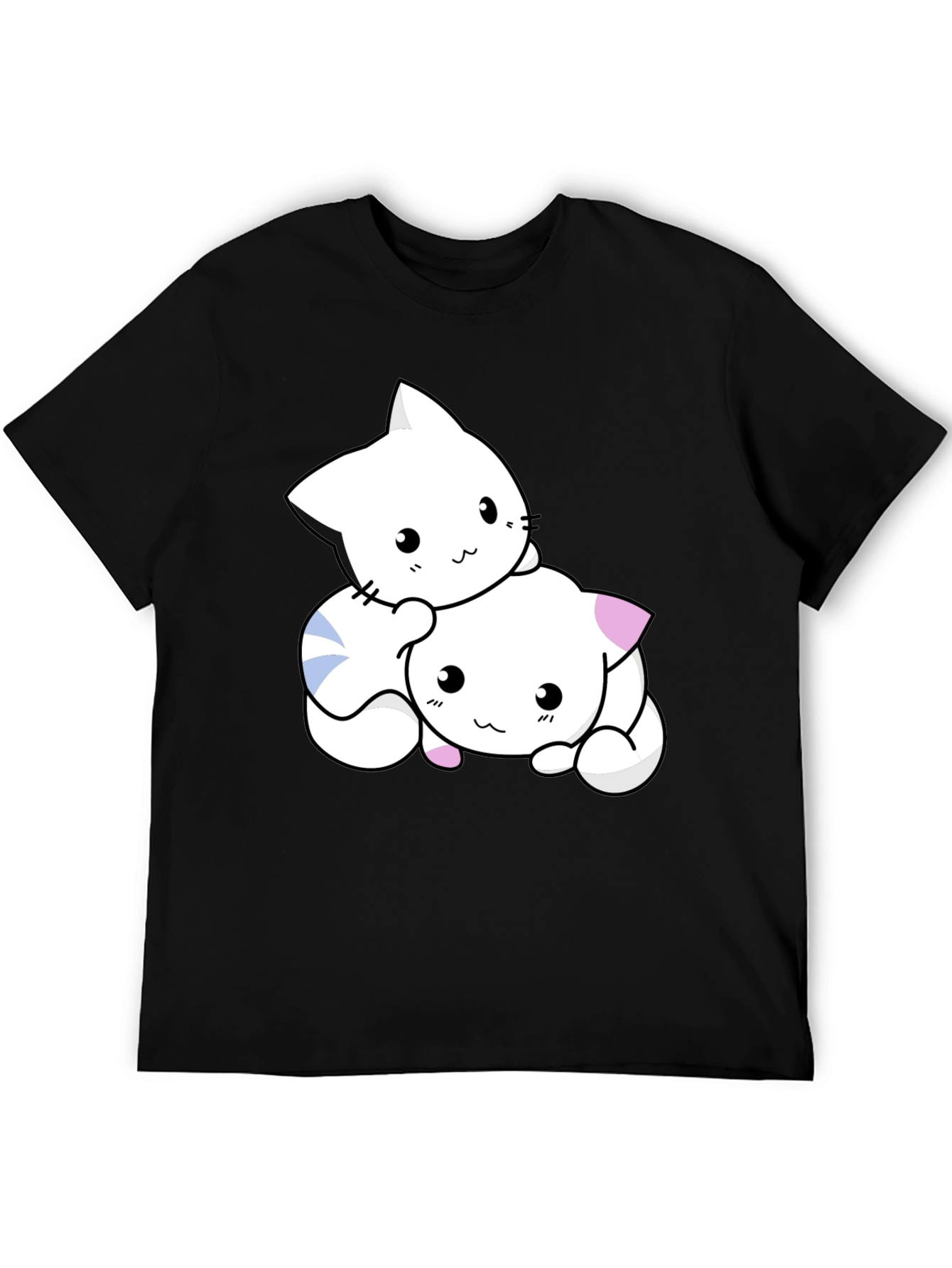 Cute Kawaii Cat T-Shirt - Black