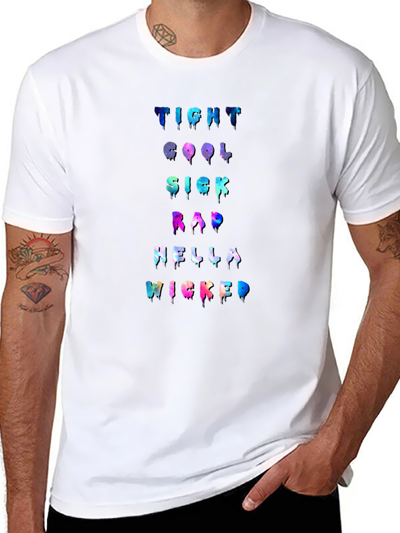 Tight Cool Sick Rad Hella Wicked Graphic T-Shirt