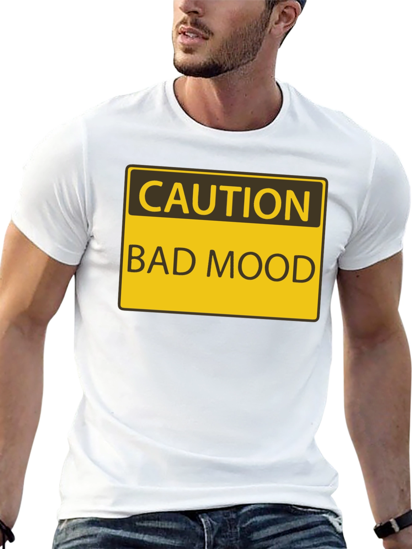Caution Bad Mood Funny Graphic T-Shirt