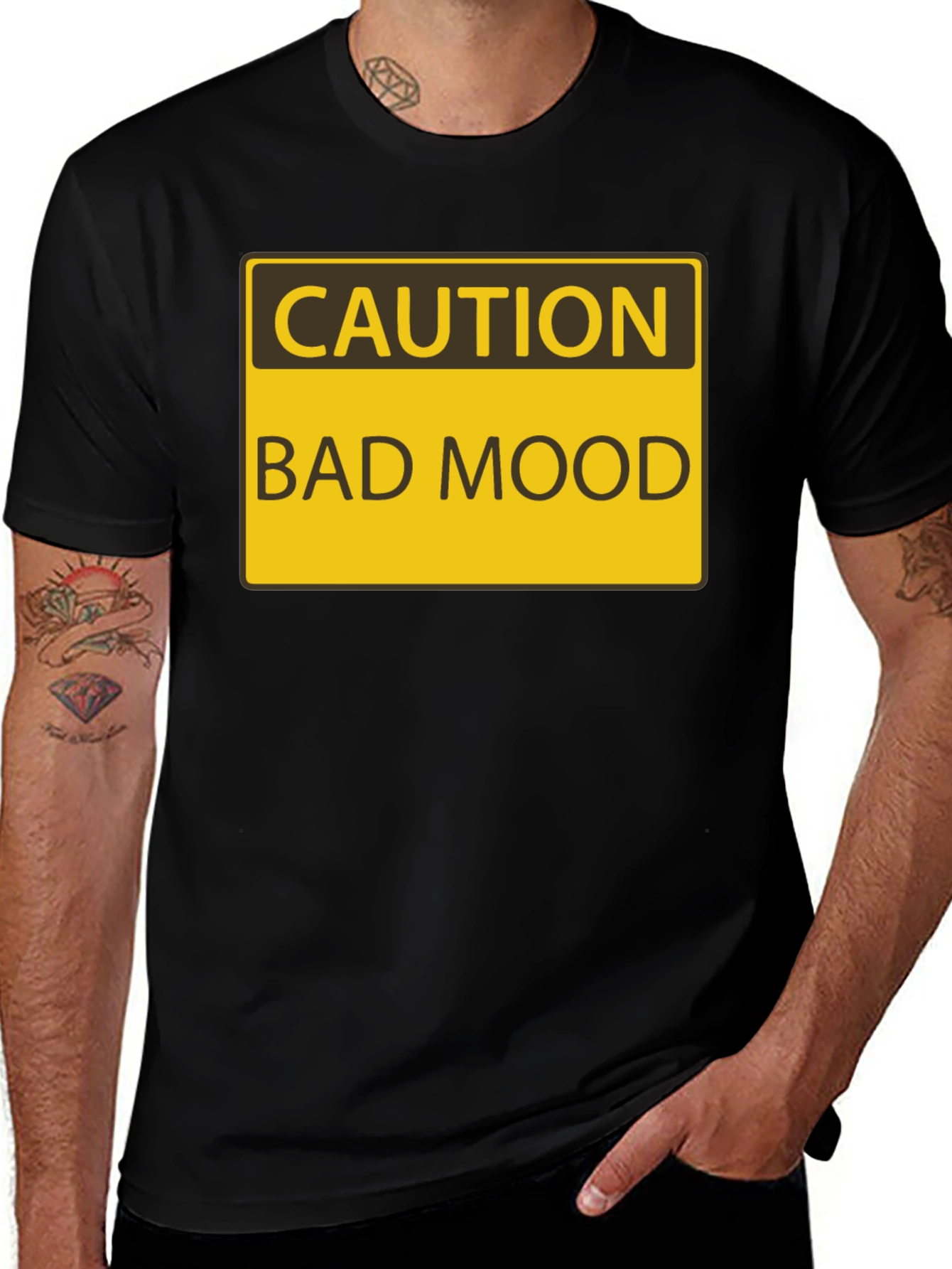 Caution Bad Mood Funny Graphic T-Shirt