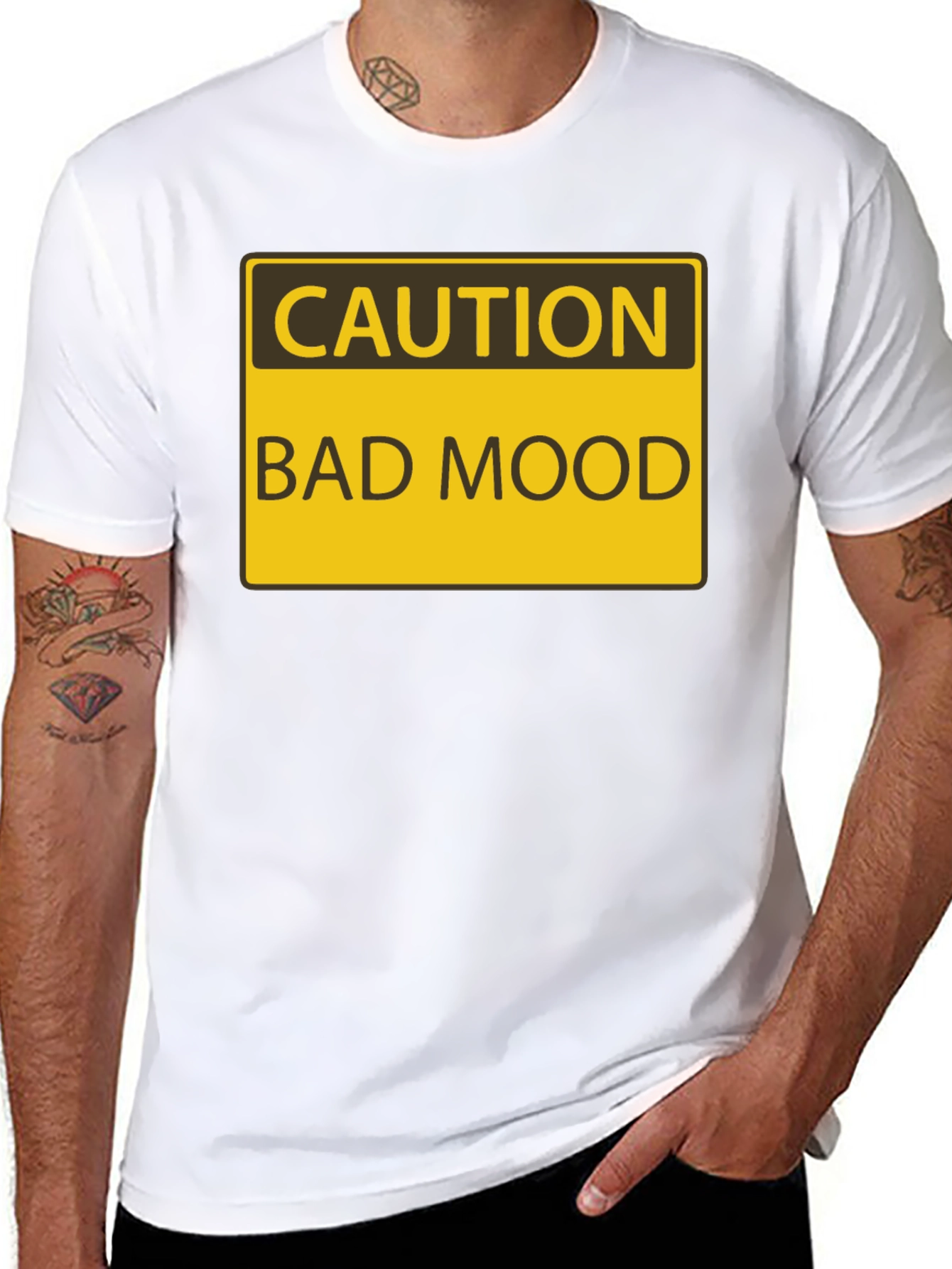 Caution Bad Mood Funny Graphic T-Shirt