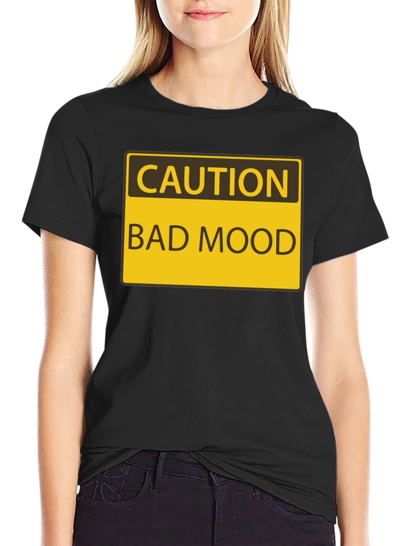 Caution Bad Mood Funny Graphic T-Shirt