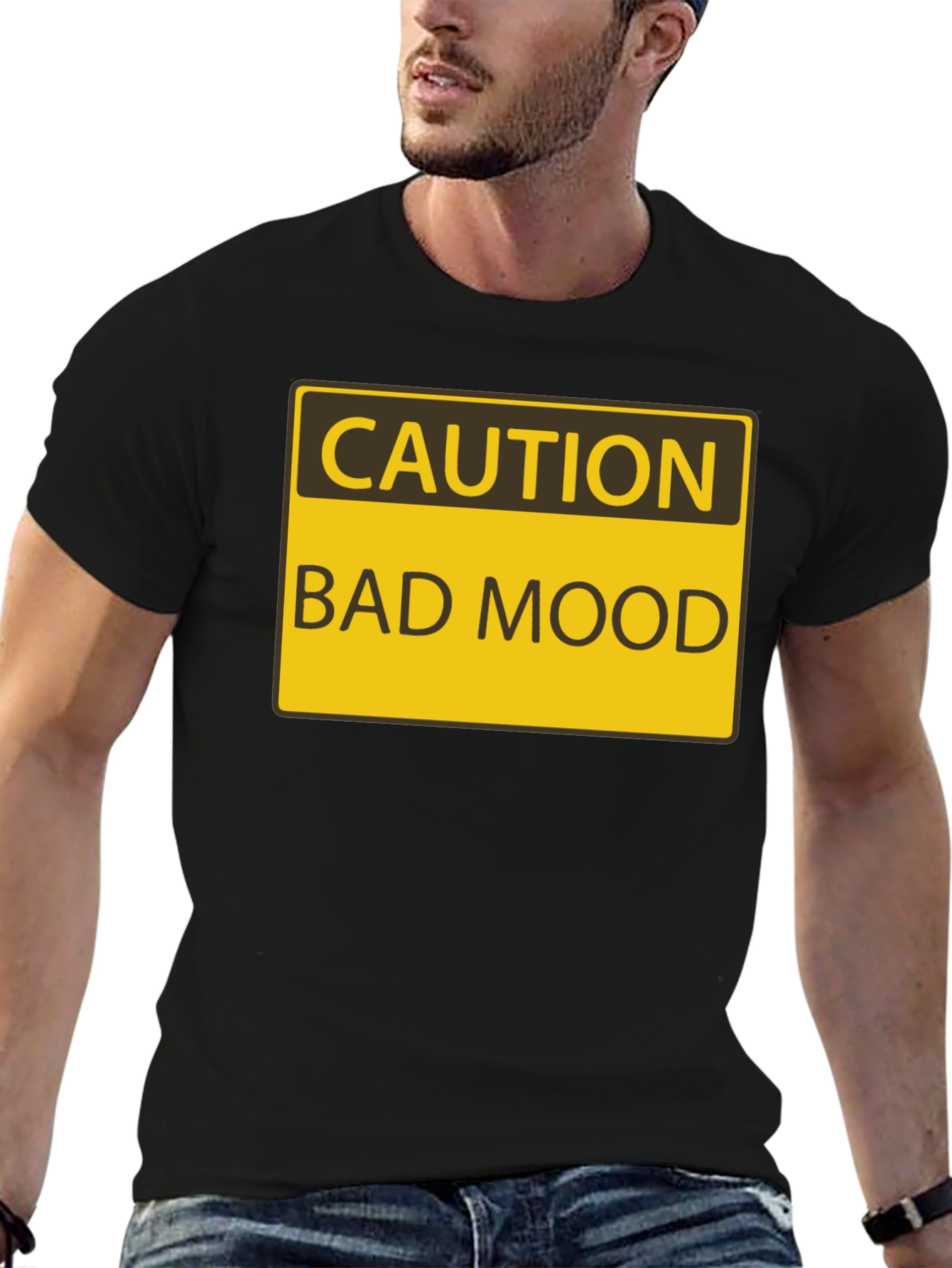 Caution Bad Mood Funny Graphic T-Shirt