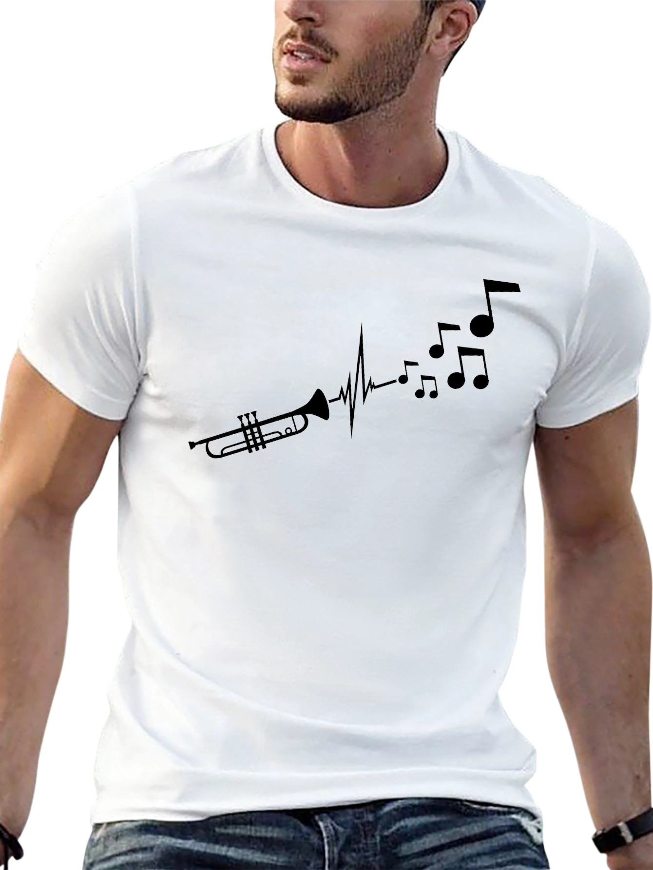 Music Lovers Trumpet Heartbeat T-Shirt