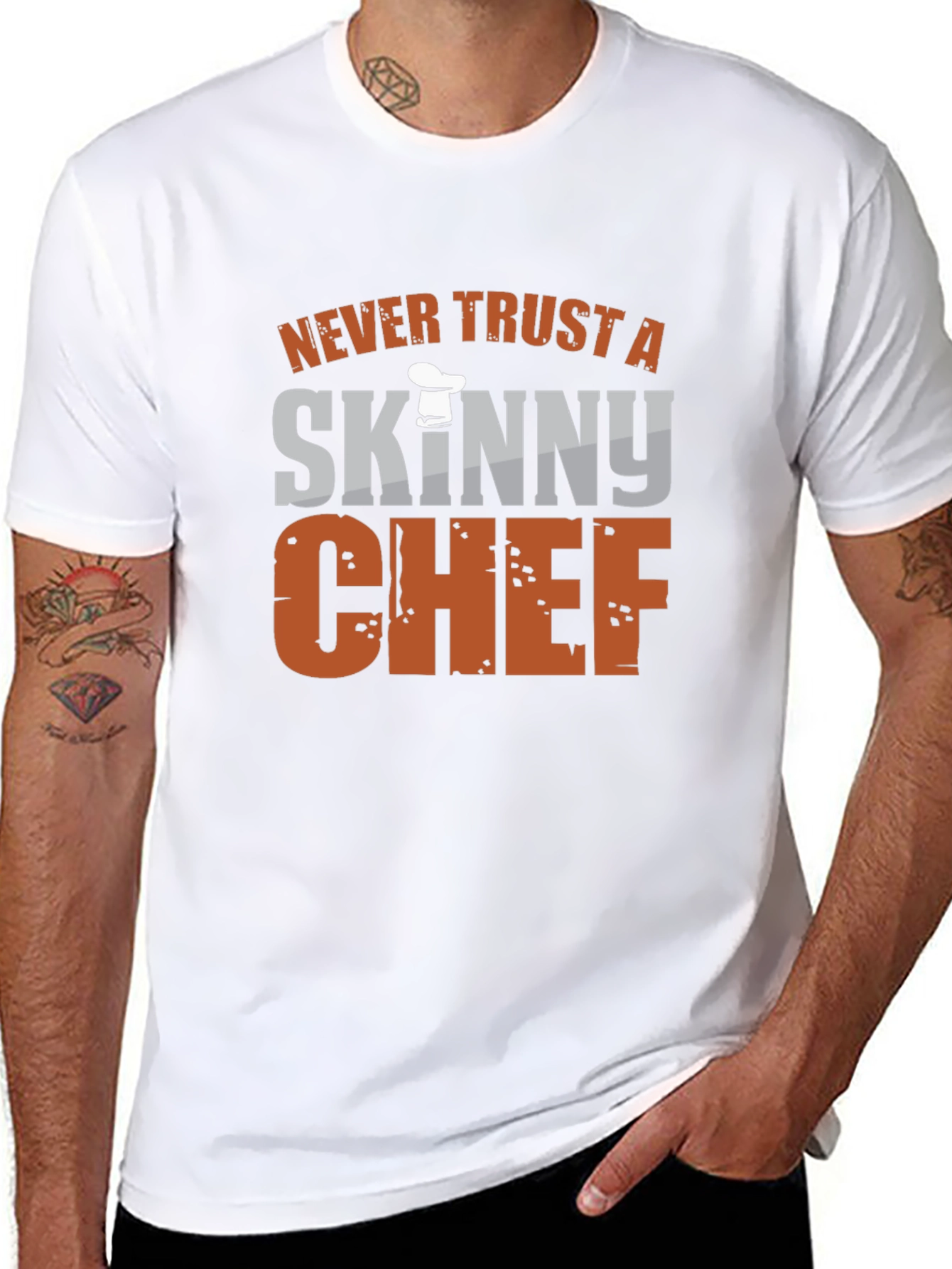 Funny Chef T-Shirt - Never Trust a Skinny Chef!