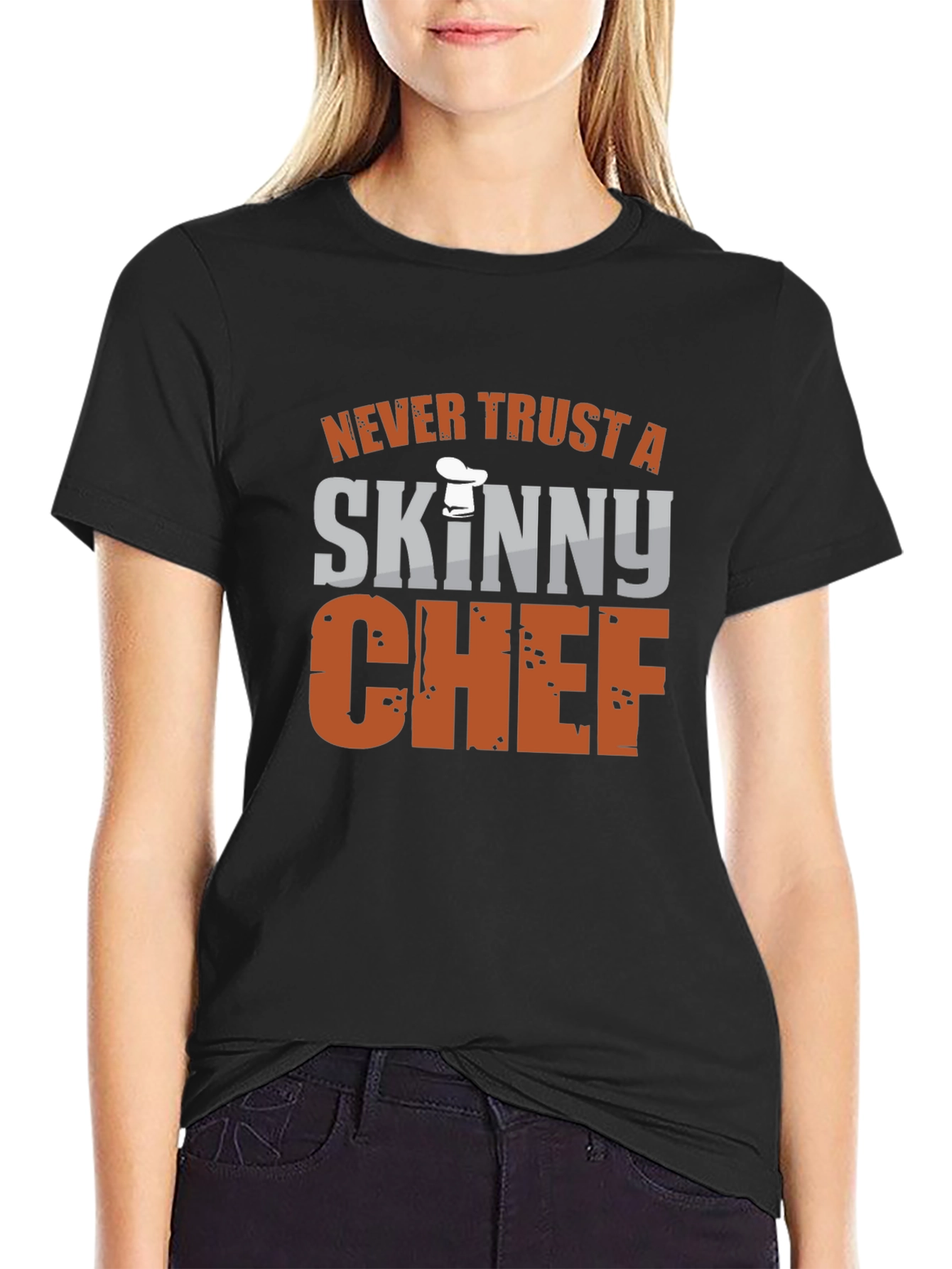 Funny Chef T-Shirt - Never Trust a Skinny Chef!
