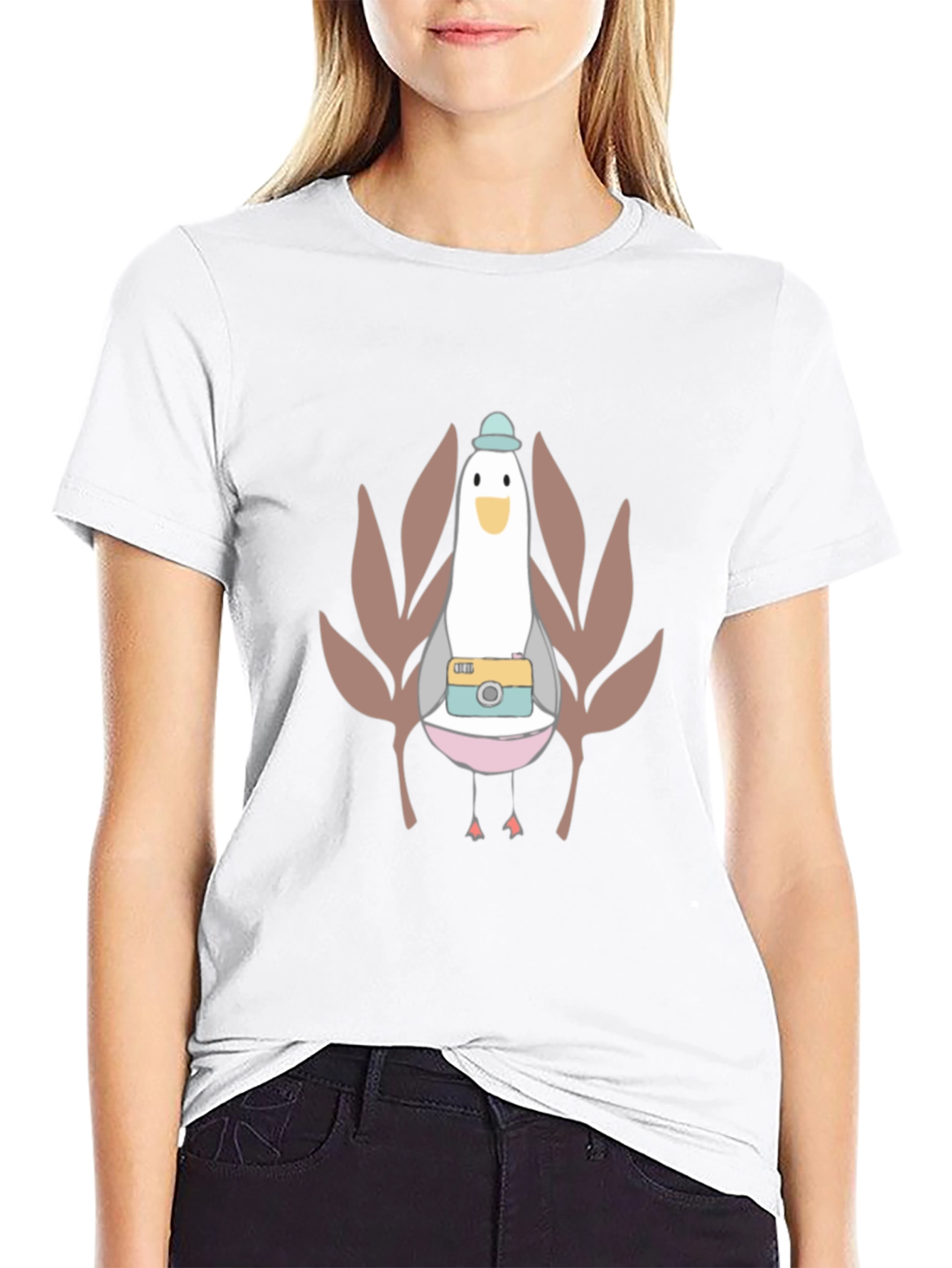 Cartoon Bird with Camera T-Shirt