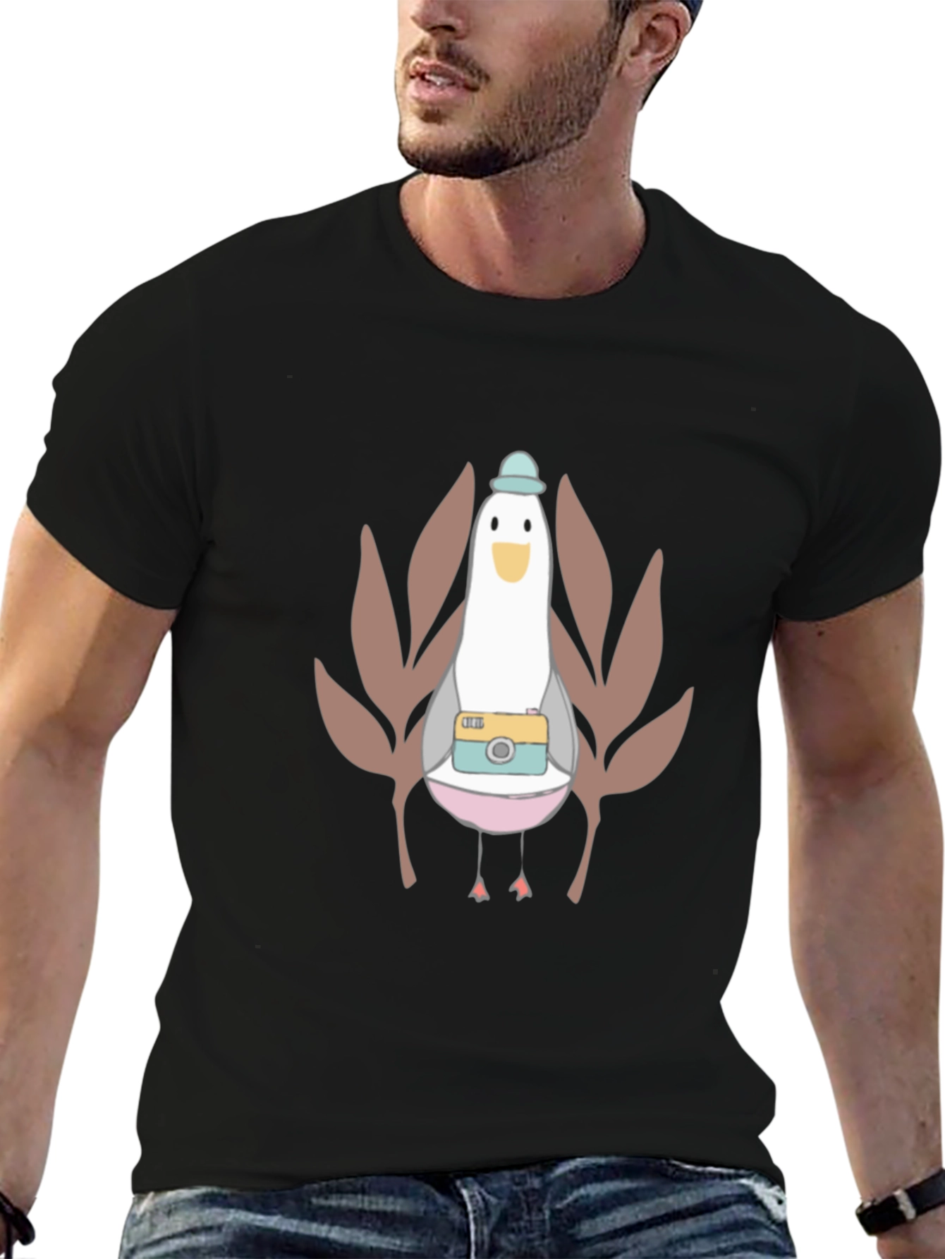 Cartoon Bird with Camera T-Shirt
