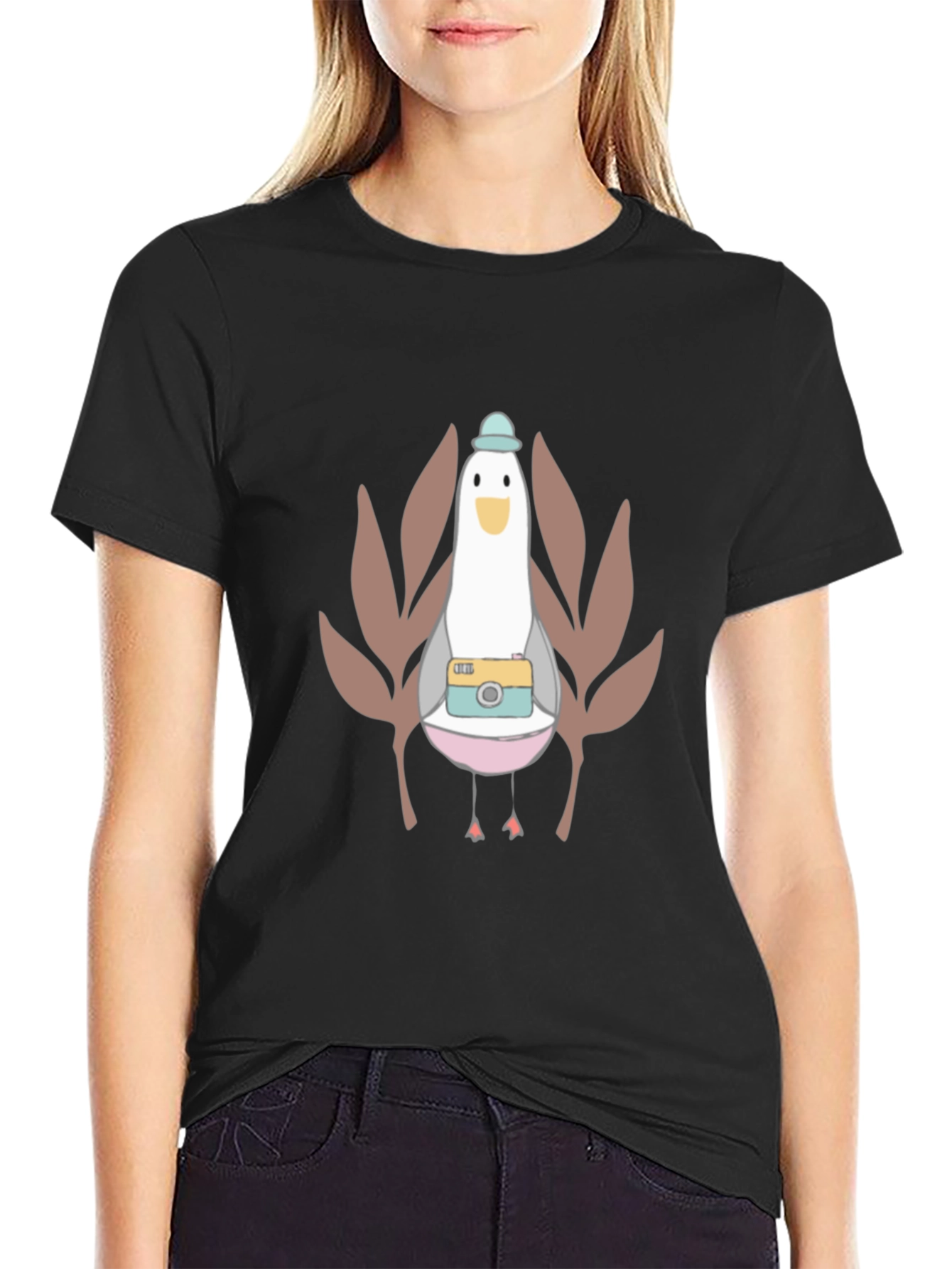 Cartoon Bird with Camera T-Shirt