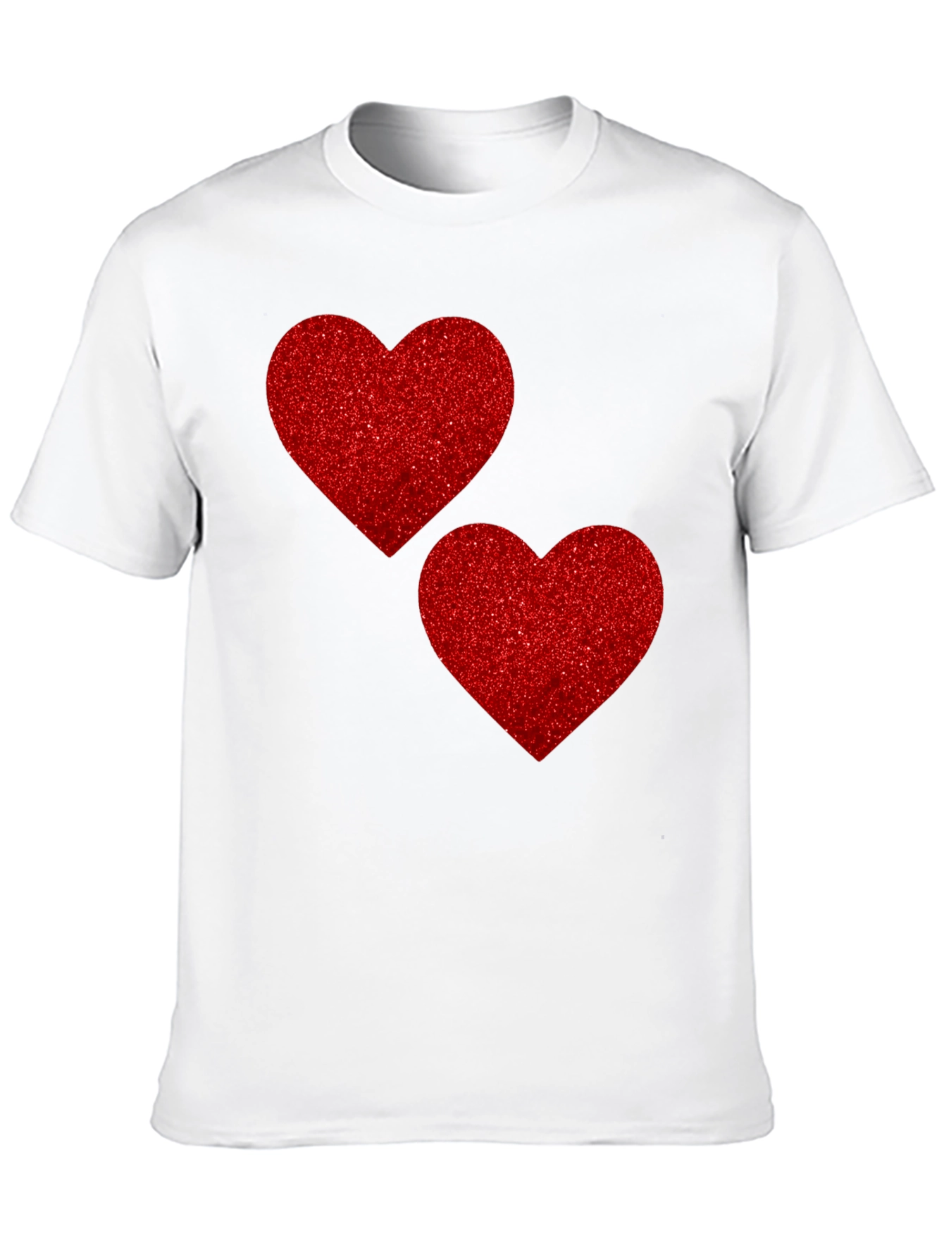 Heart Graphic Tee - Red Glitter Hearts on Black