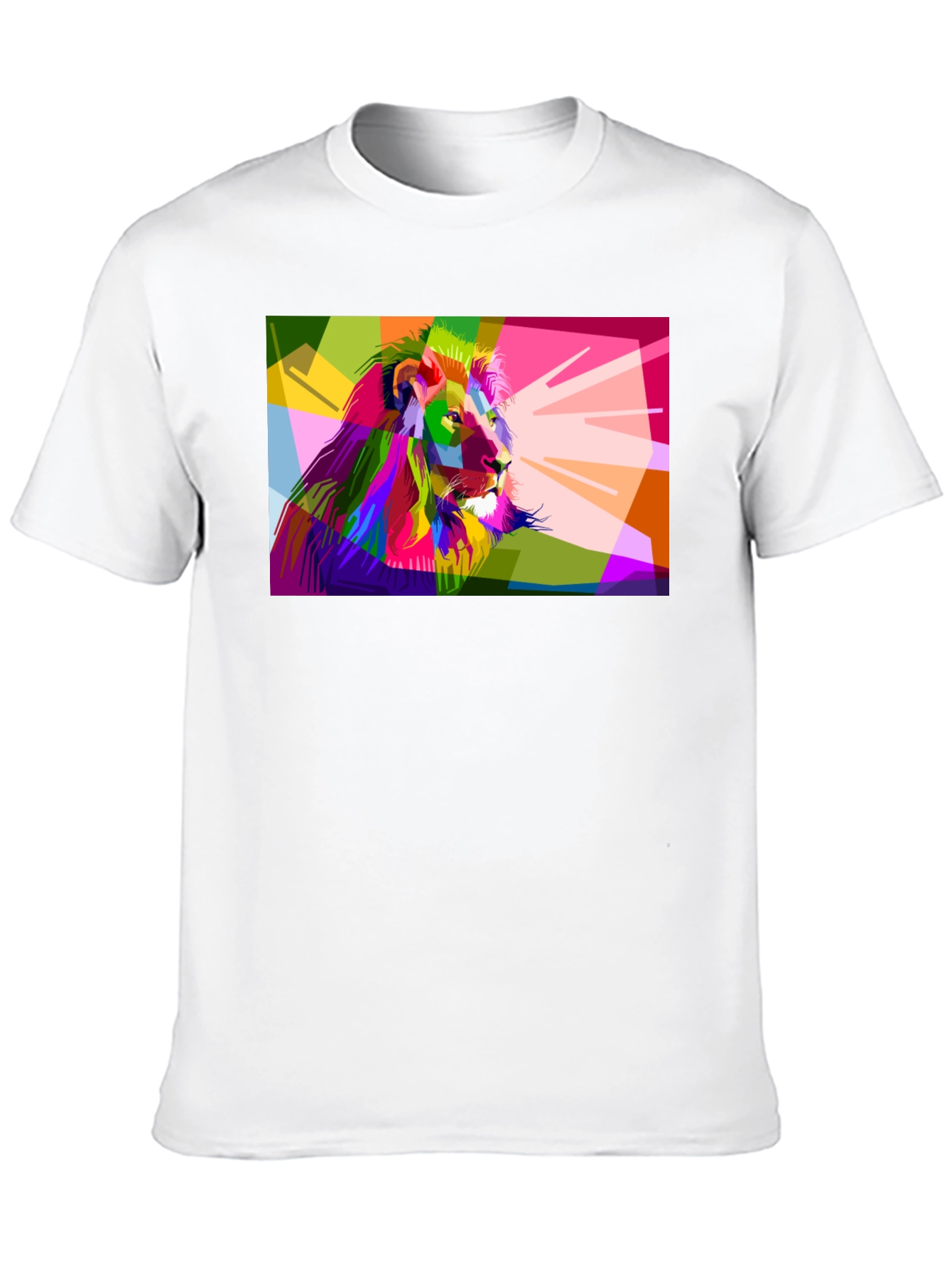 Geometric Lion Graphic Print Mens Black T-Shirt