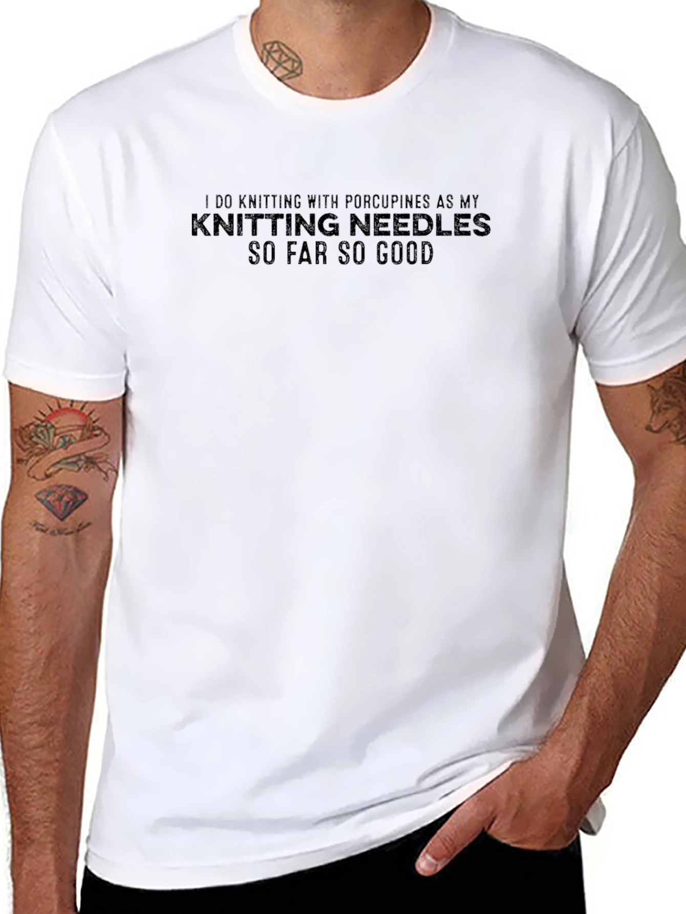 Knitting with Porcupines T-Shirt - Unique Novelty Tee