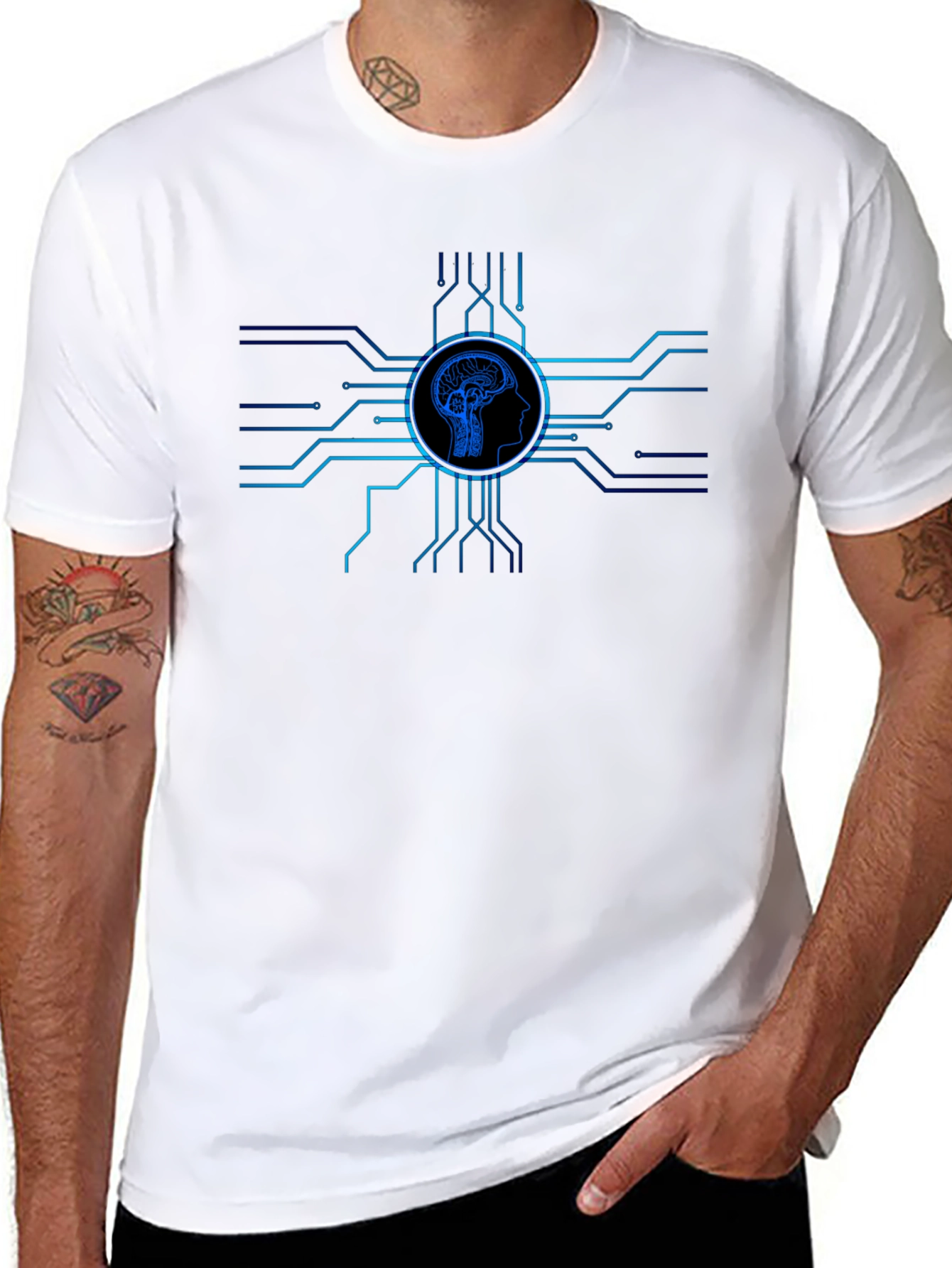 AI Brain Circuit T-Shirt - Tech Mind Tee