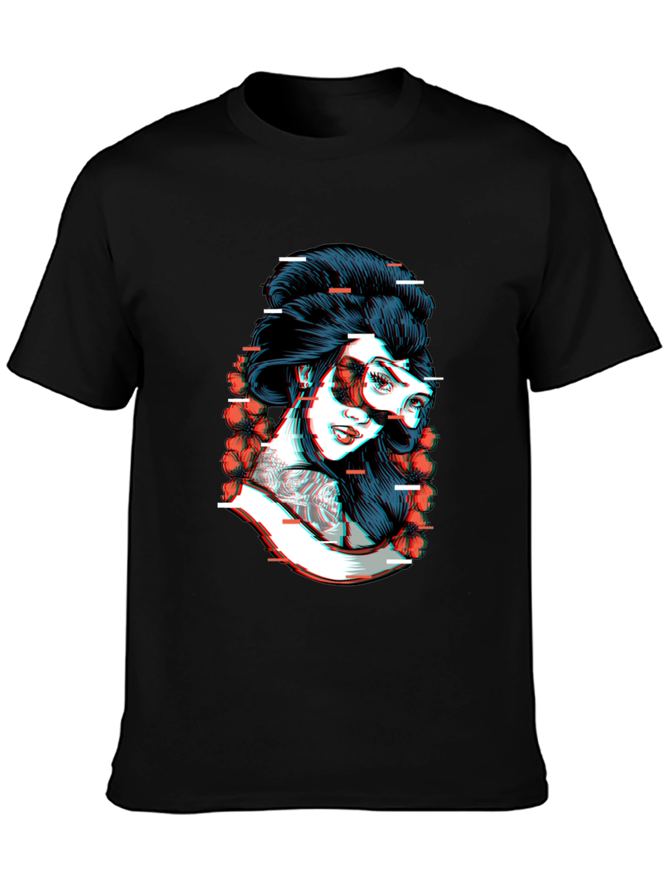 Glitch Geisha Graphic Tee - Black Cotton T-Shirt