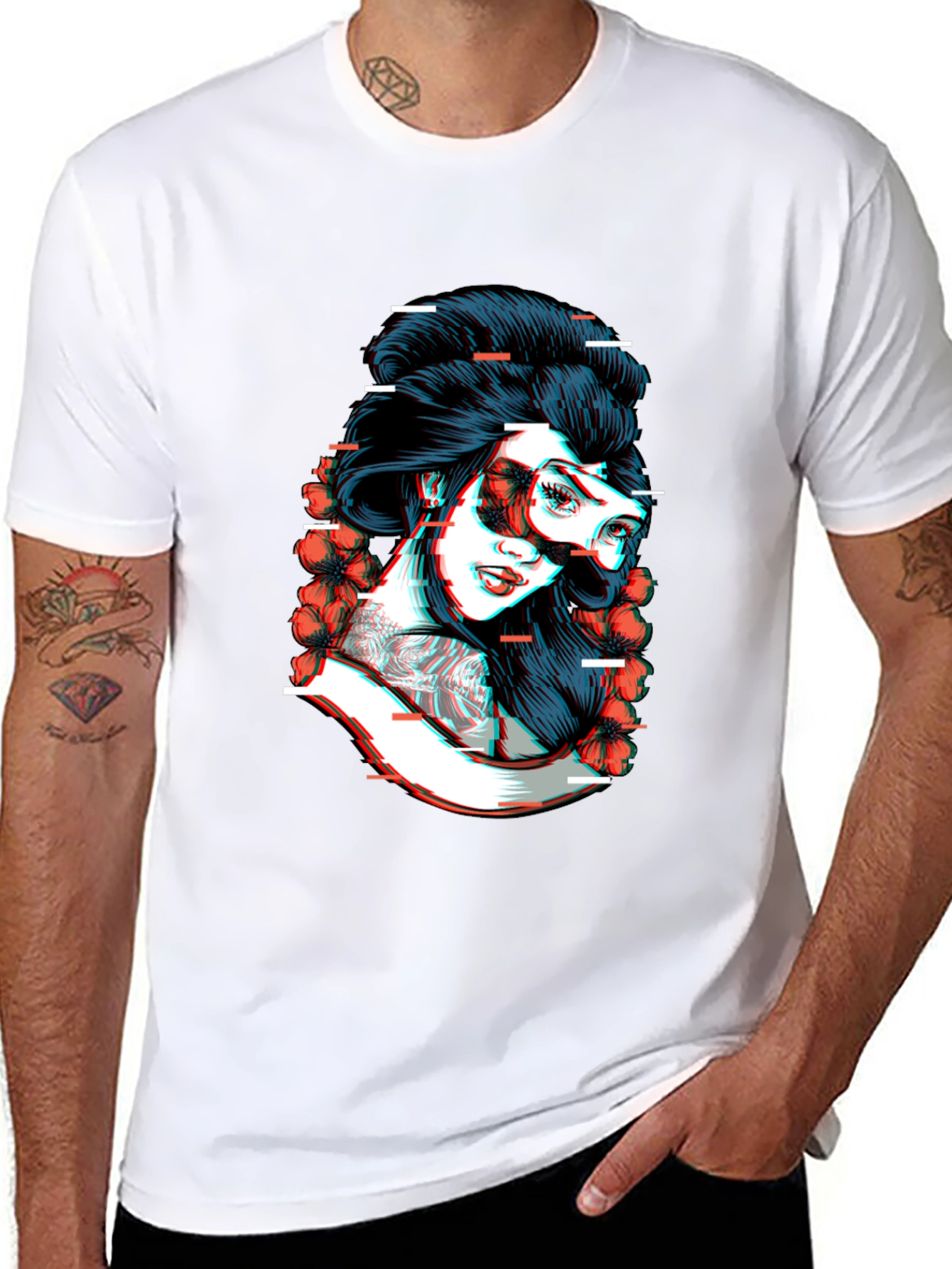 Glitch Geisha Graphic Tee - Black Cotton T-Shirt