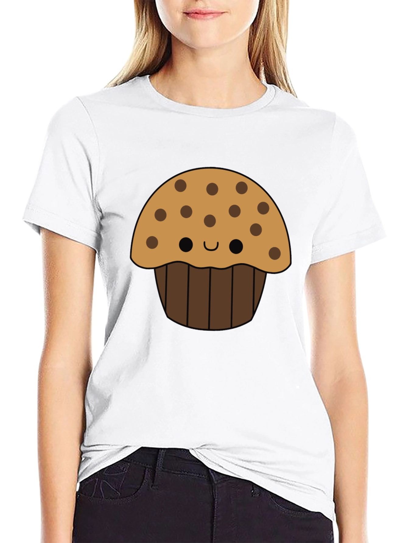 Cute Cartoon Muffin Graphic T-Shirt