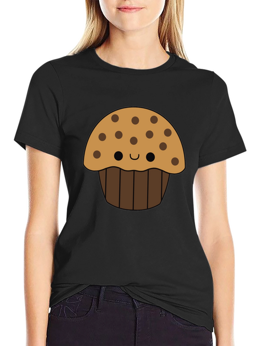 Cute Cartoon Muffin Graphic T-Shirt