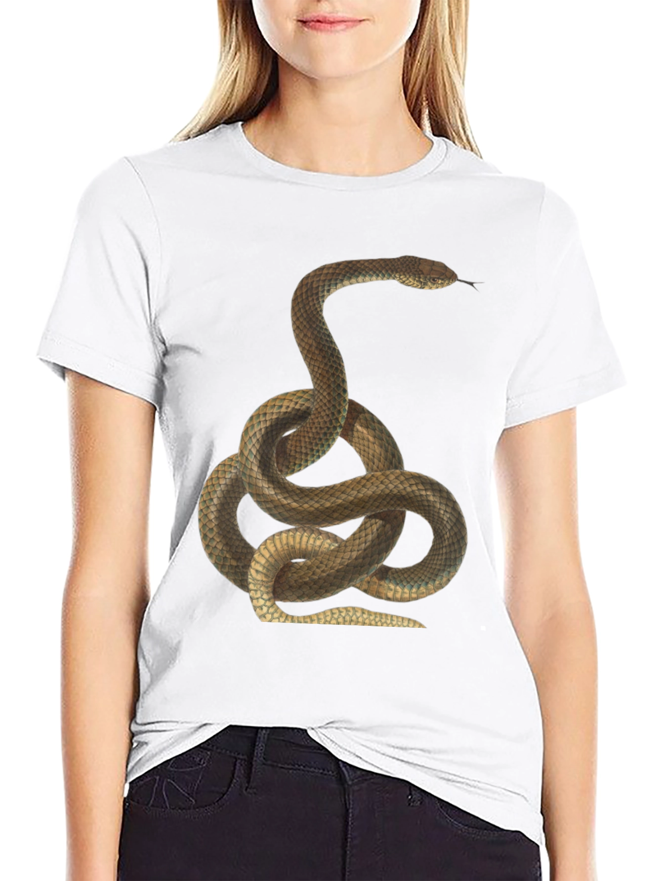 Snake Print Black T-Shirt for Men