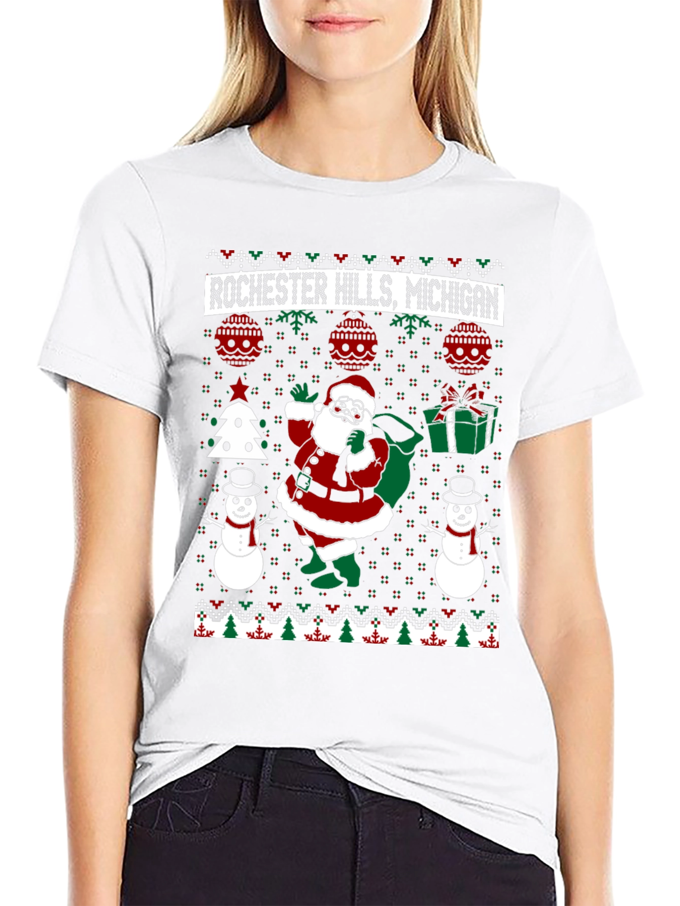 Rochester Hills Michigan Ugly Christmas T-Shirt