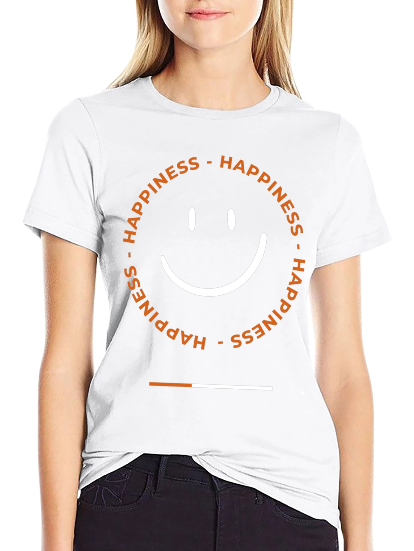 Happiness Smiley Face Graphic Tee - Black Cotton Blend