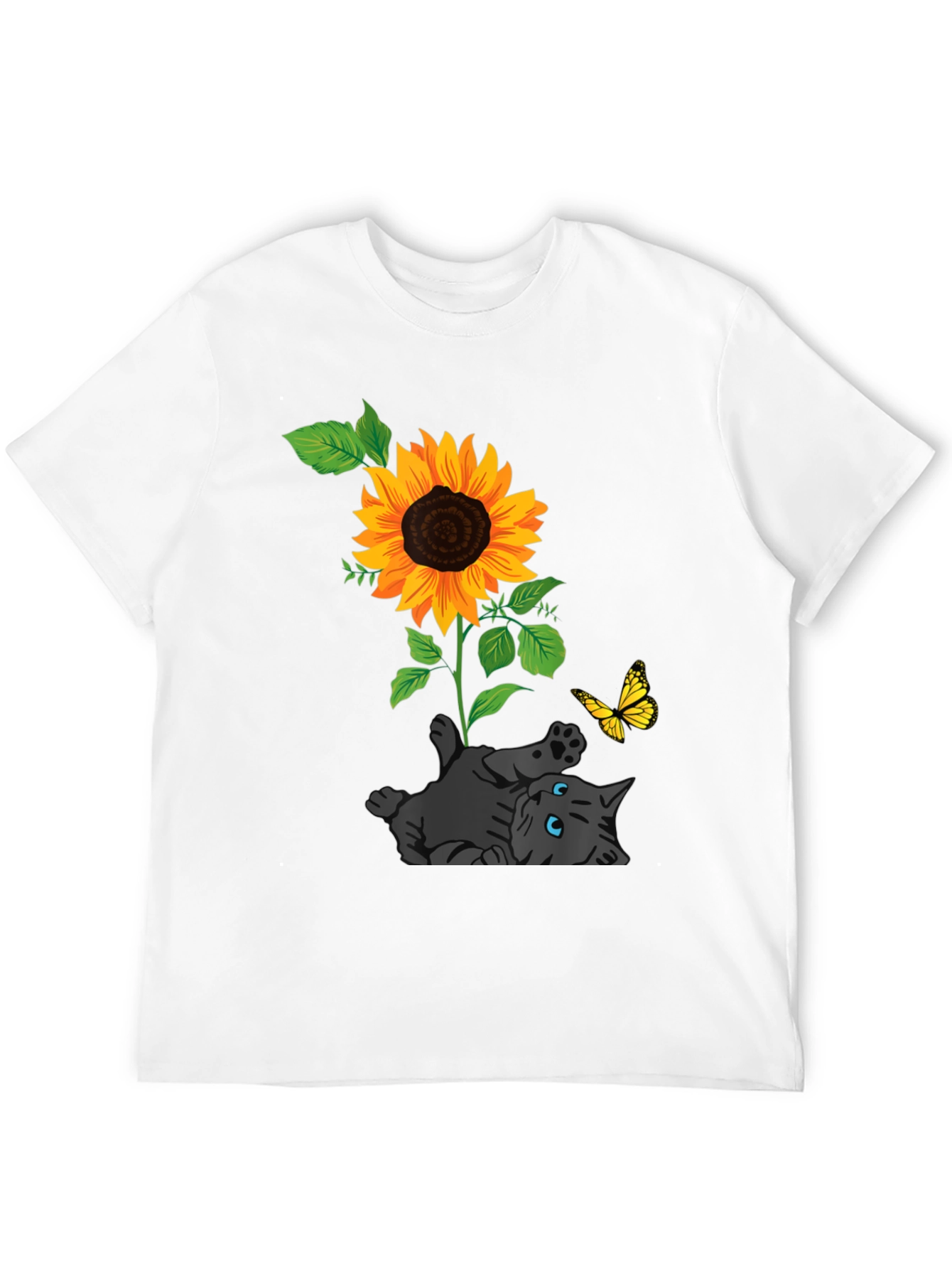 Cat and Sunflower Graphic Tee
