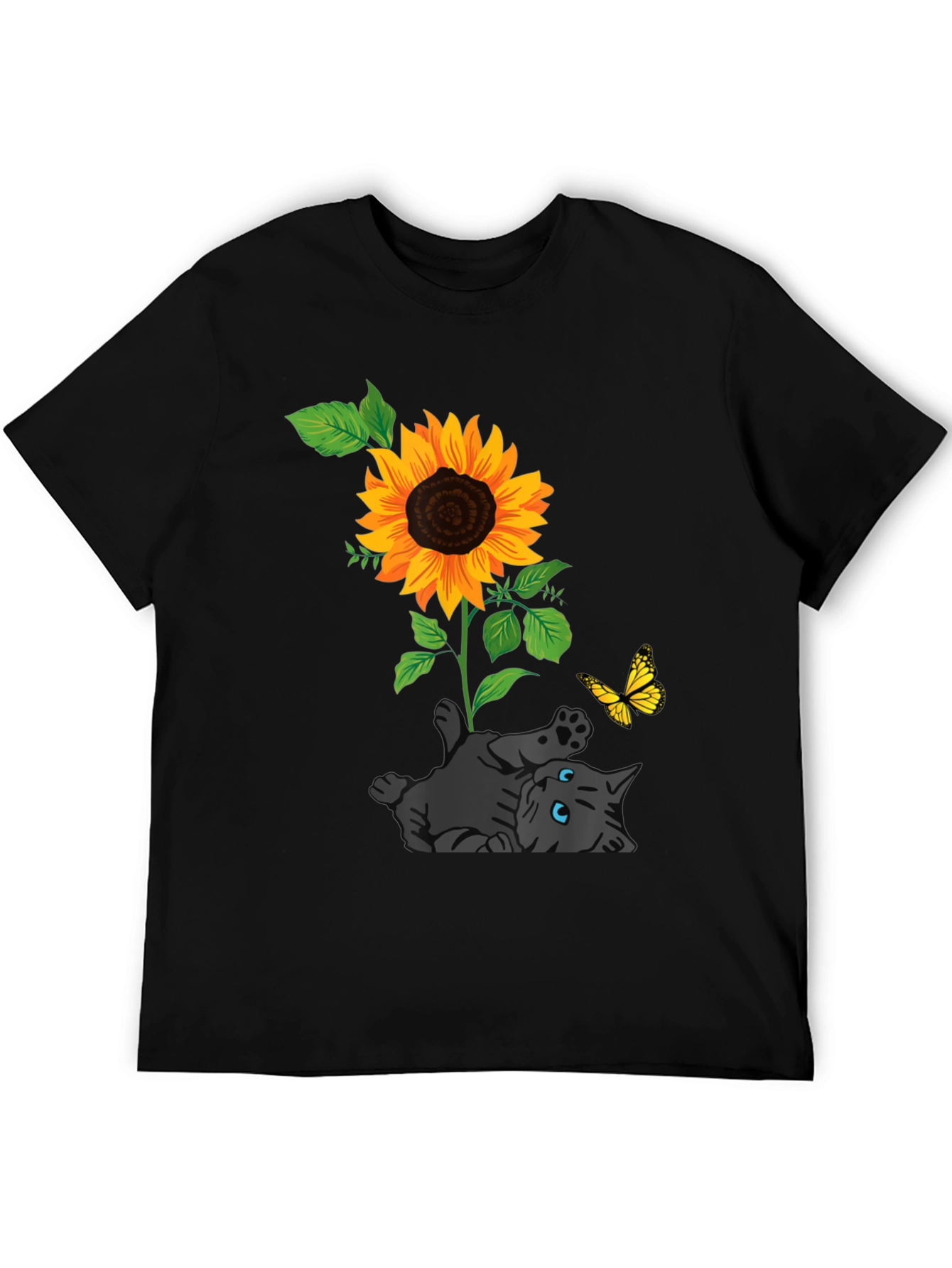Cat and Sunflower Graphic Tee