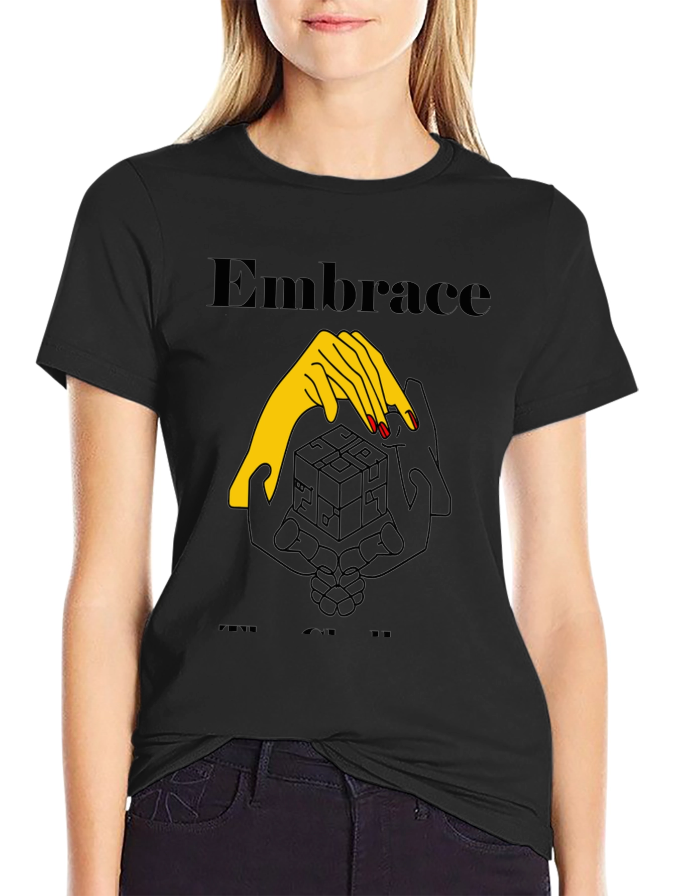 Embrace Graphic Tee - Stylish Black Cotton T-Shirt
