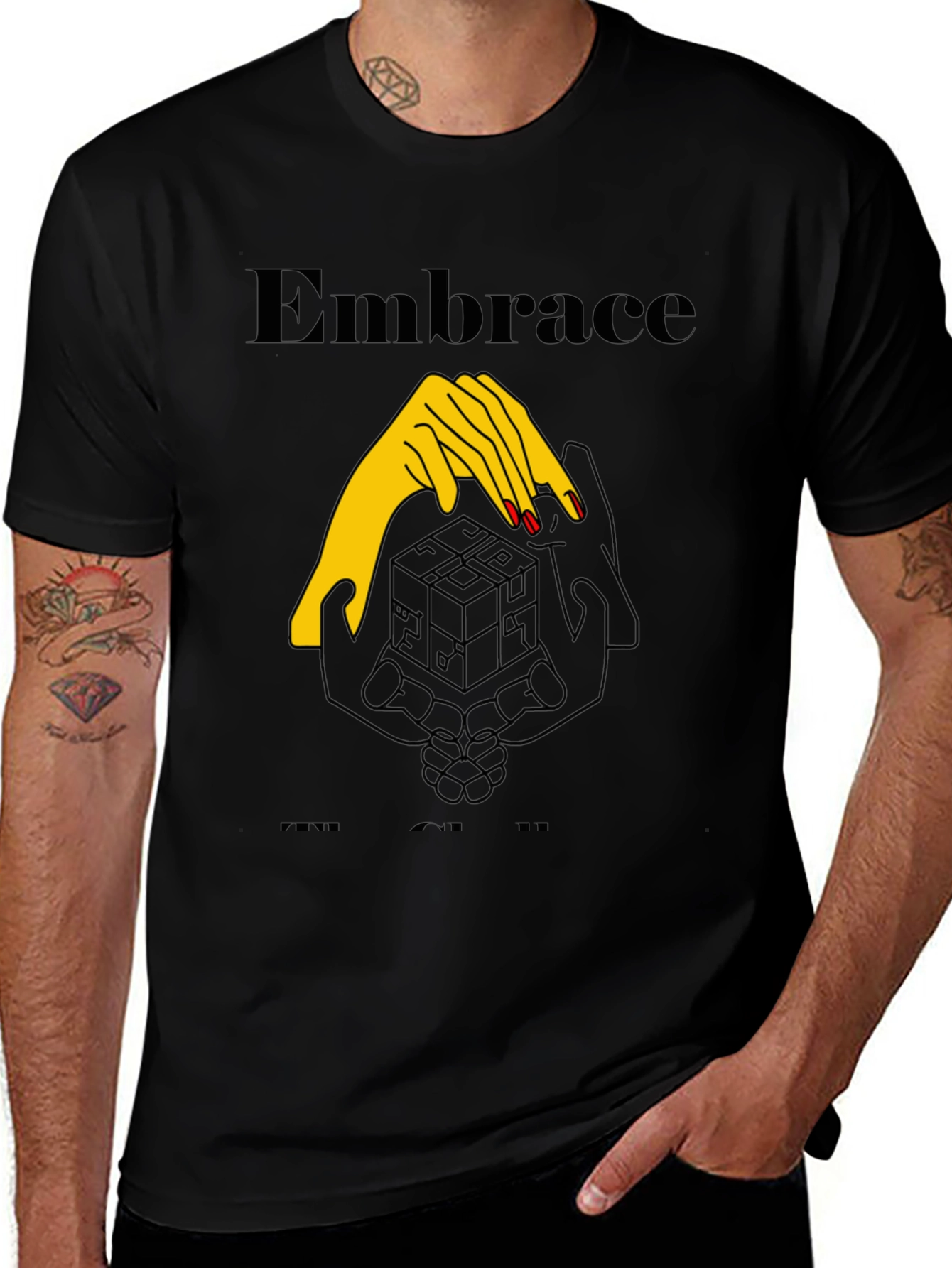 Embrace Graphic Tee - Stylish Black Cotton T-Shirt