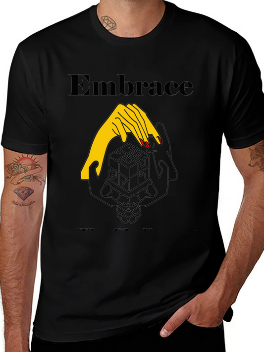 Embrace Graphic Tee - Stylish Black Cotton T-Shirt