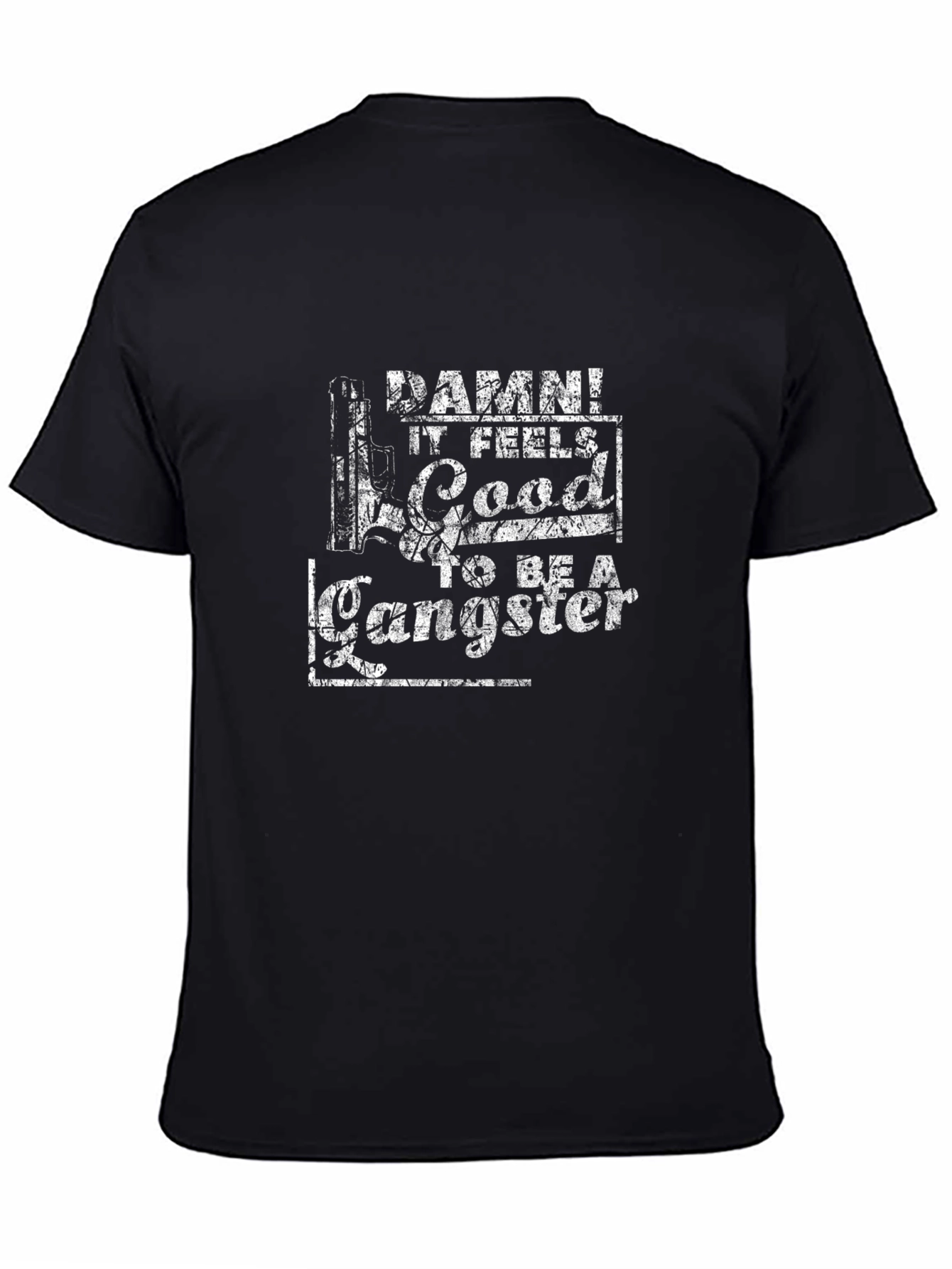 Gangster Graphic Print Black T-Shirt