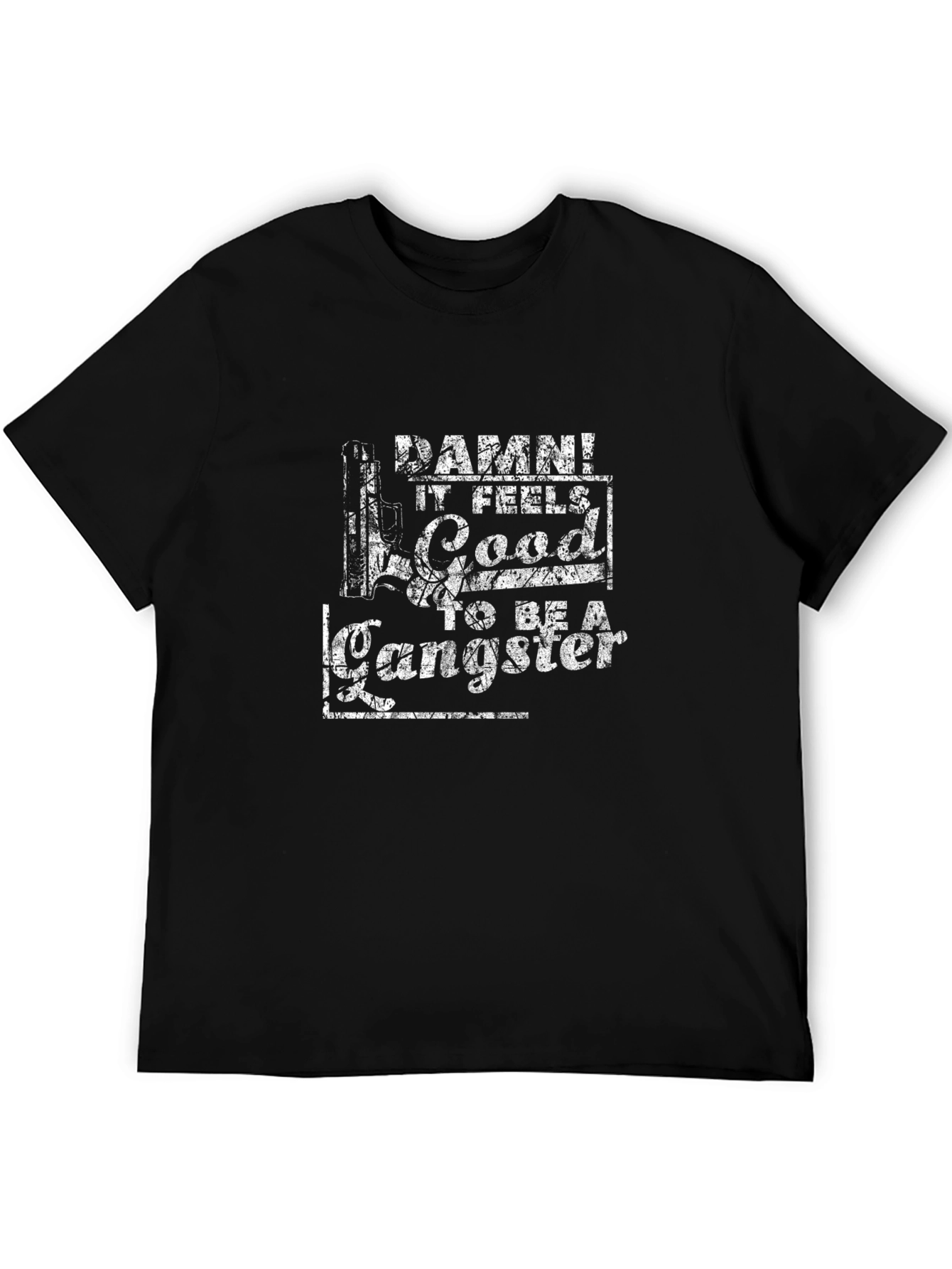Gangster Graphic Print Black T-Shirt