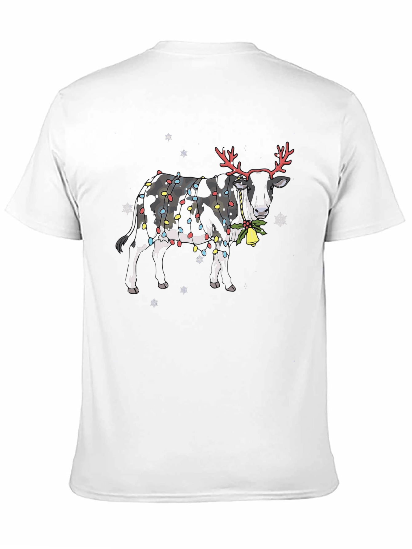 Christmas Cow T-Shirt with Reindeer Antlers