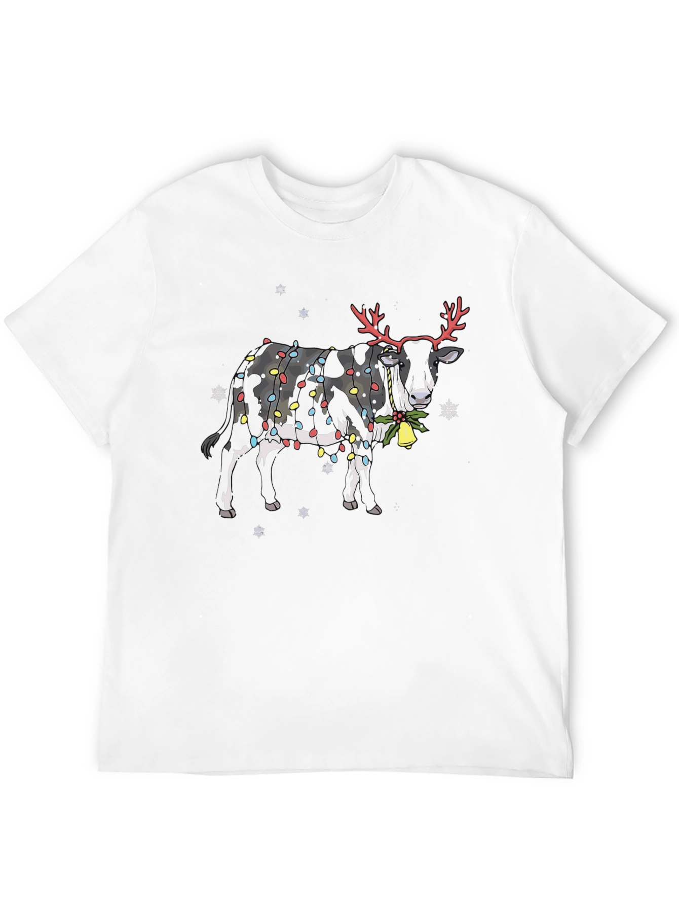 Christmas Cow T-Shirt with Reindeer Antlers