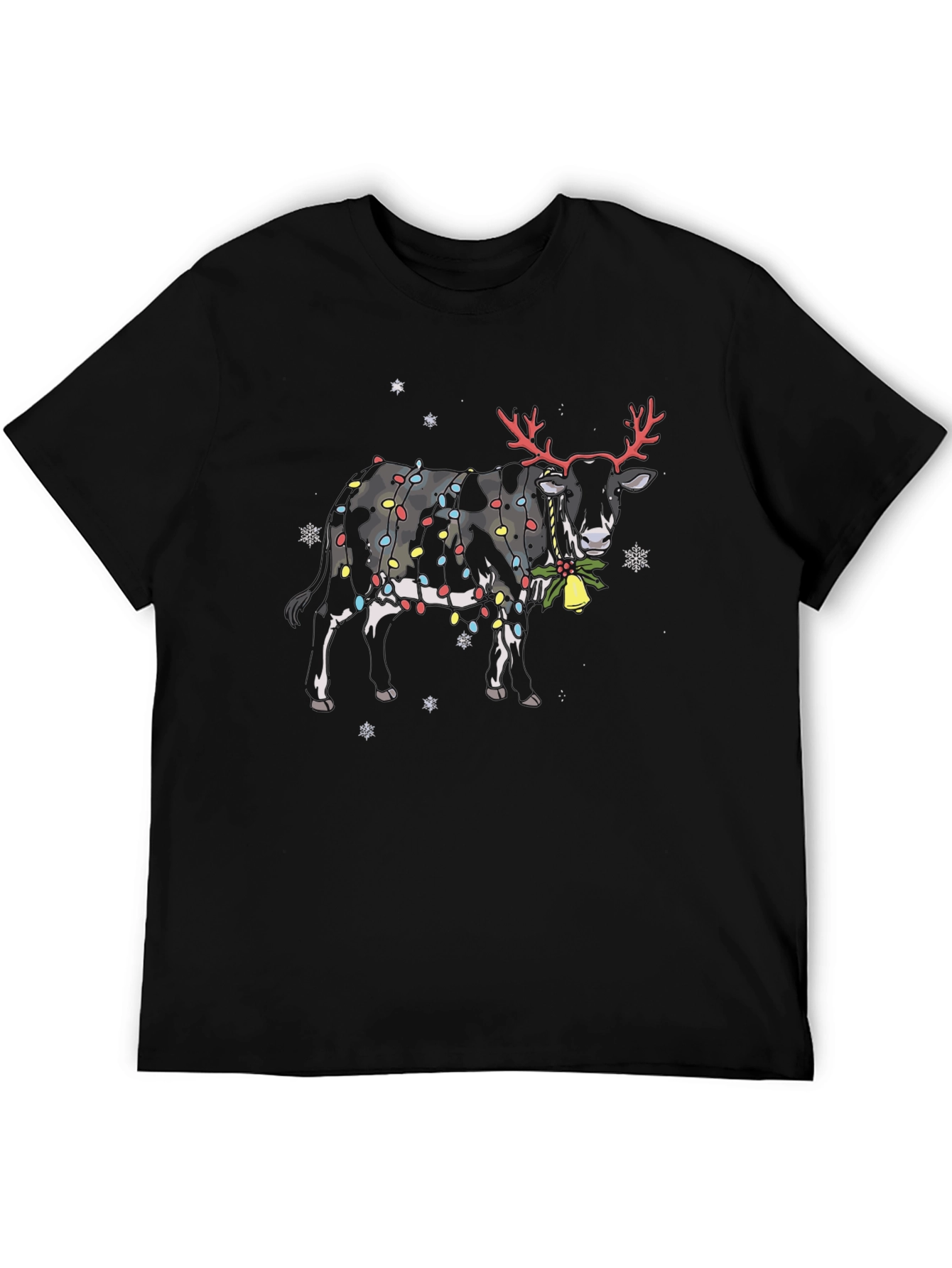Christmas Cow T-Shirt with Reindeer Antlers
