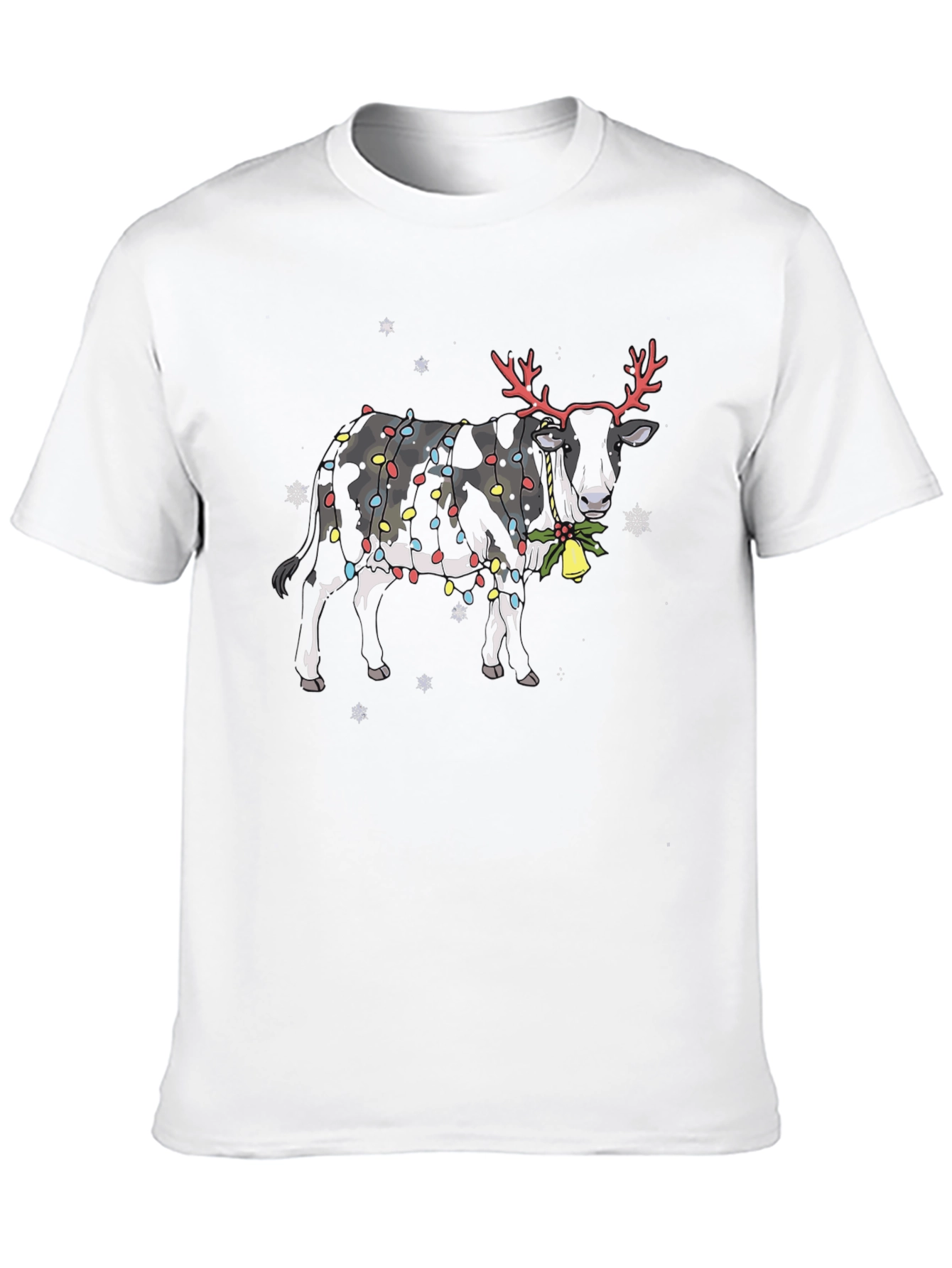 Christmas Cow T-Shirt with Reindeer Antlers