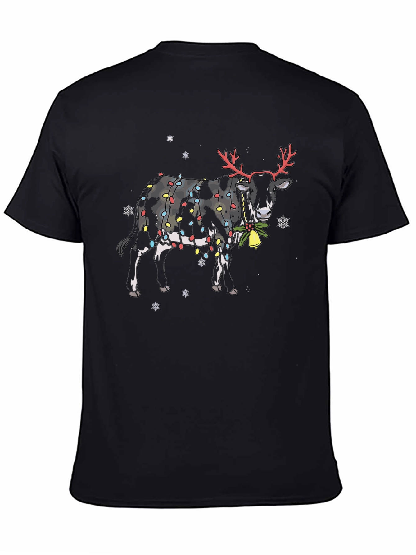 Christmas Cow T-Shirt with Reindeer Antlers