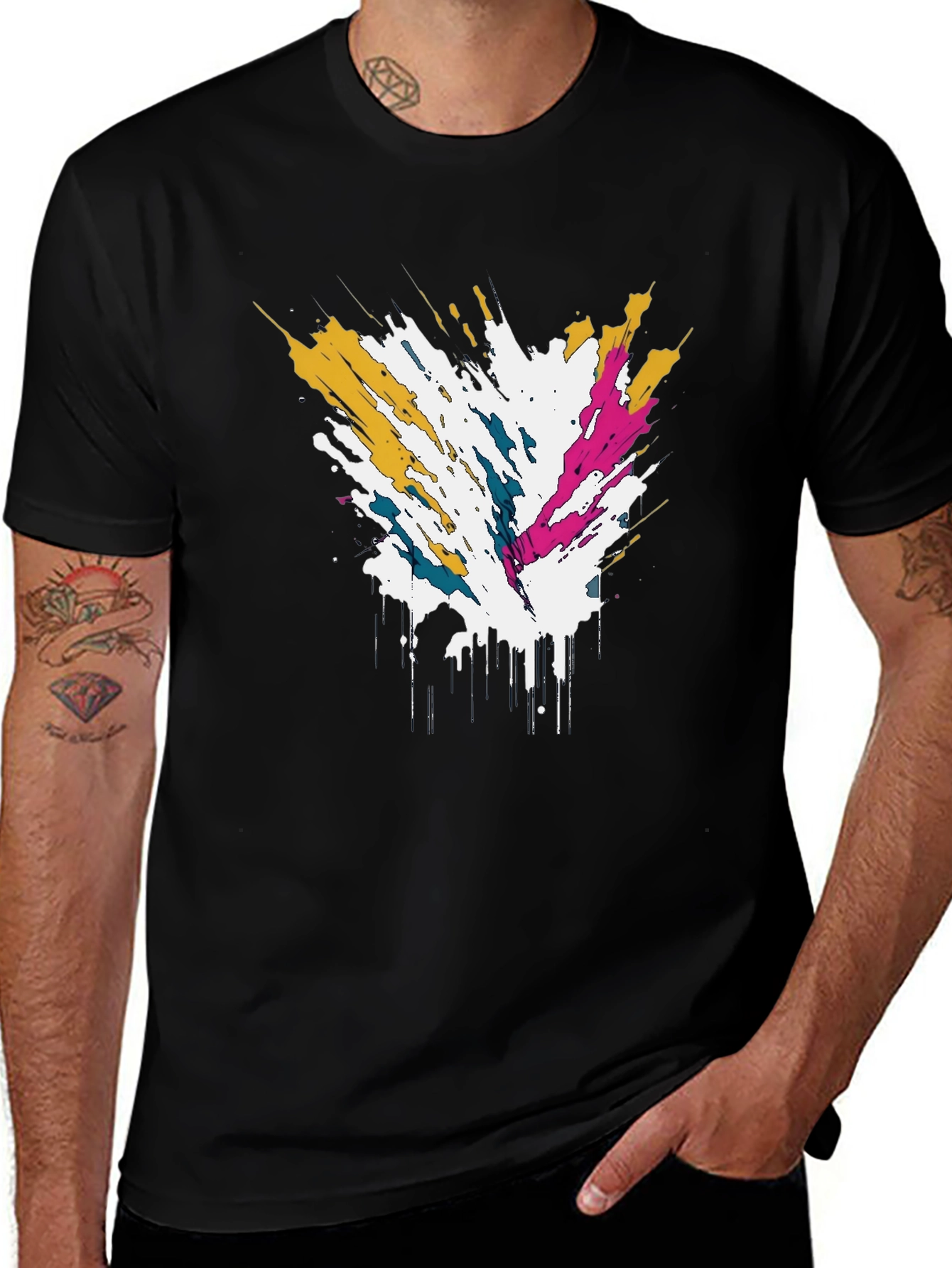 Abstract Splatter Graphic Mens Tee - Black