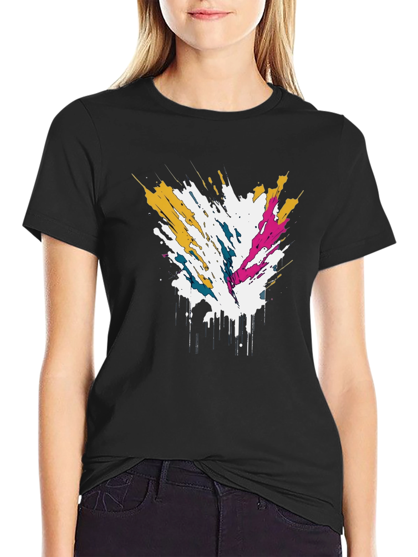 Abstract Splatter Graphic Mens Tee - Black
