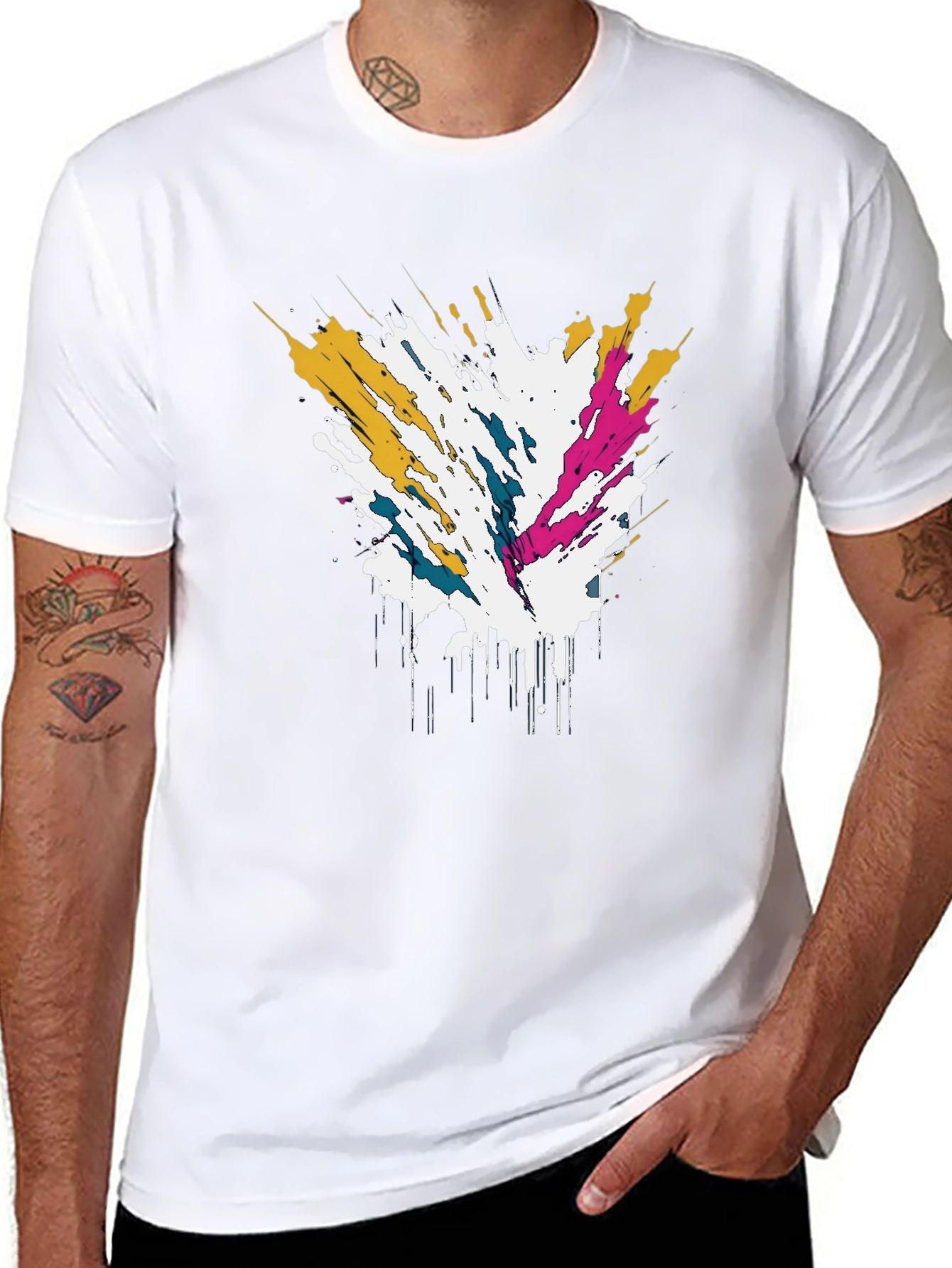 Abstract Splatter Graphic Mens Tee - Black