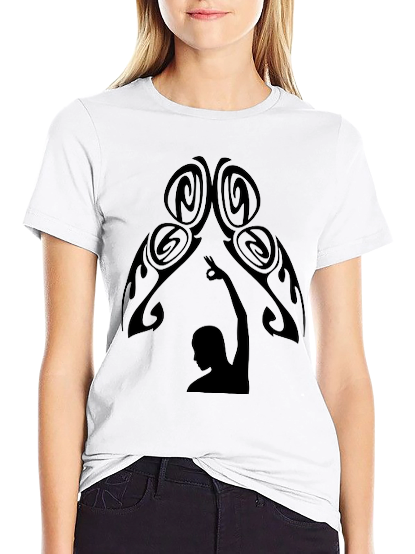 Tribal Silhouette Graphic Black T-Shirt