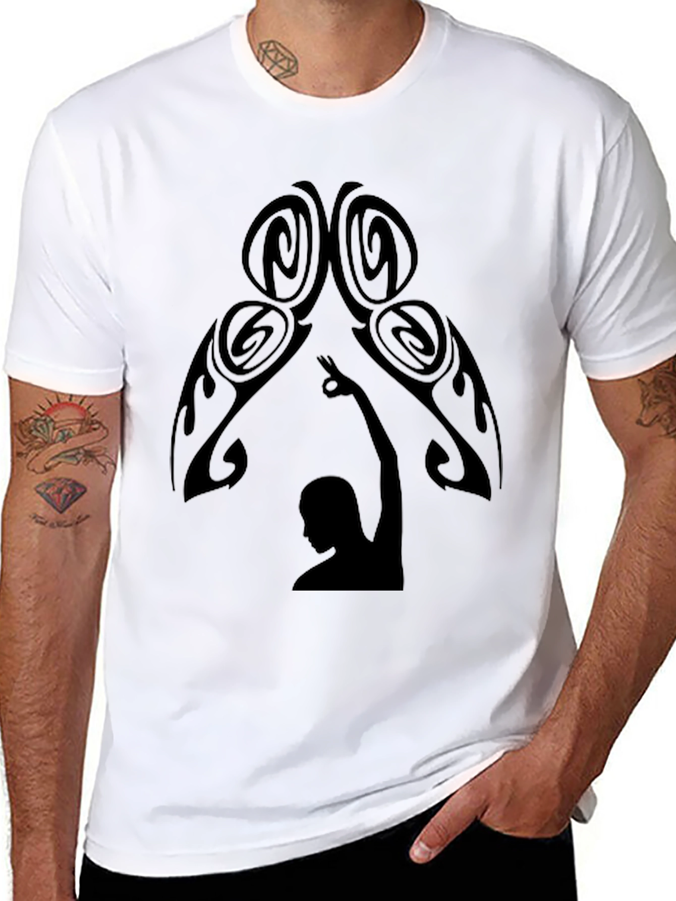 Tribal Silhouette Graphic Black T-Shirt