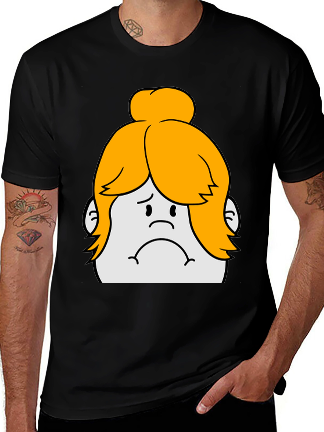 Sad Cartoon Character Graphic Tee