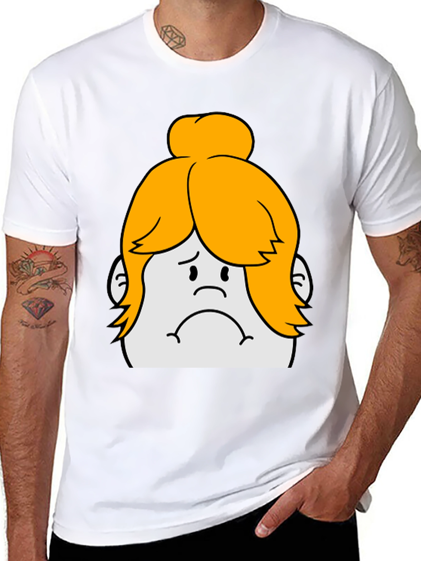 Sad Cartoon Character Graphic Tee