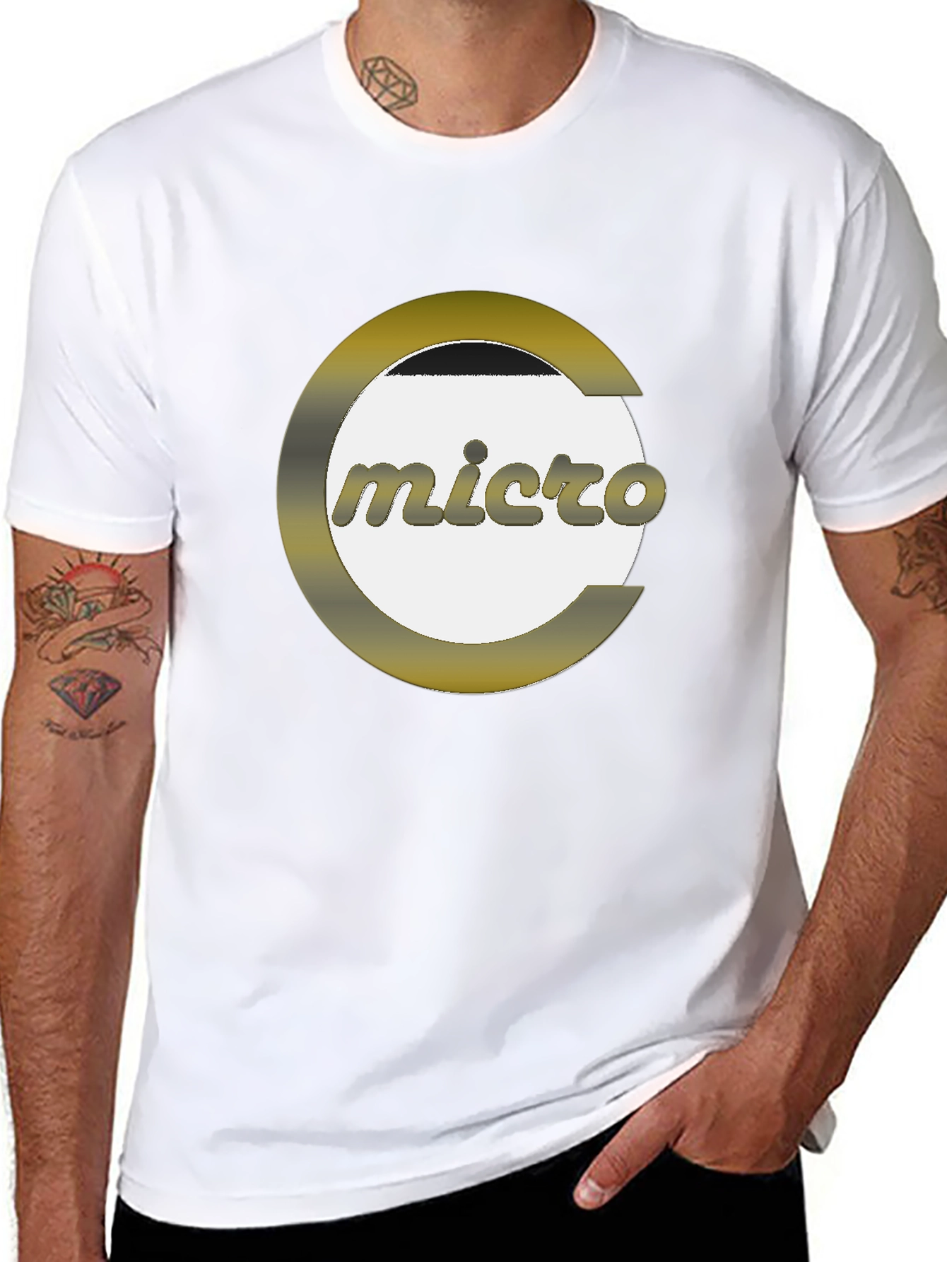 Micro Graphic Print Black T-Shirt - Modern Style