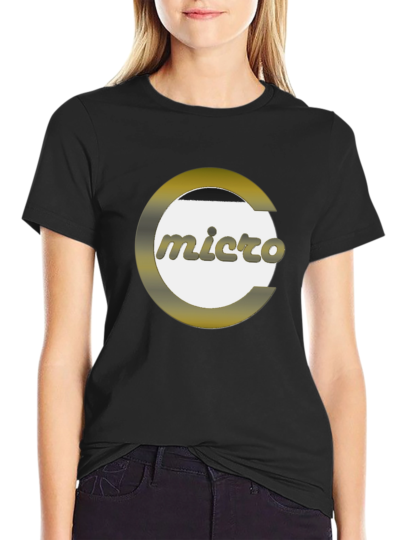 Micro Graphic Print Black T-Shirt - Modern Style
