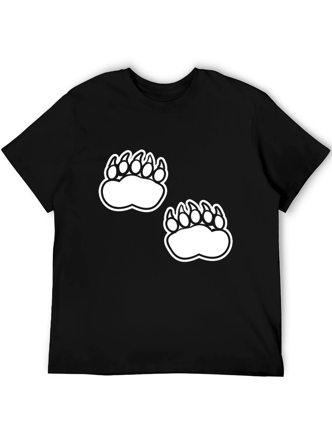 Black Tee with White Bear Paw Prints