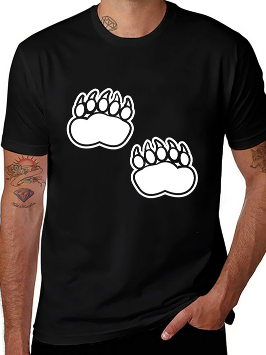 Black Tee with White Bear Paw Prints