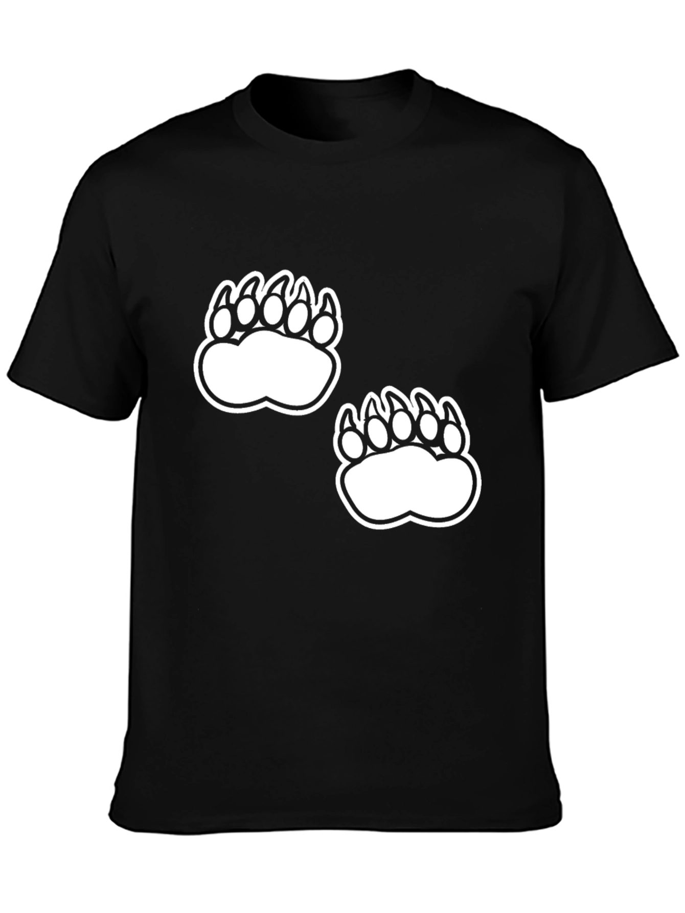 Black Tee with White Bear Paw Prints